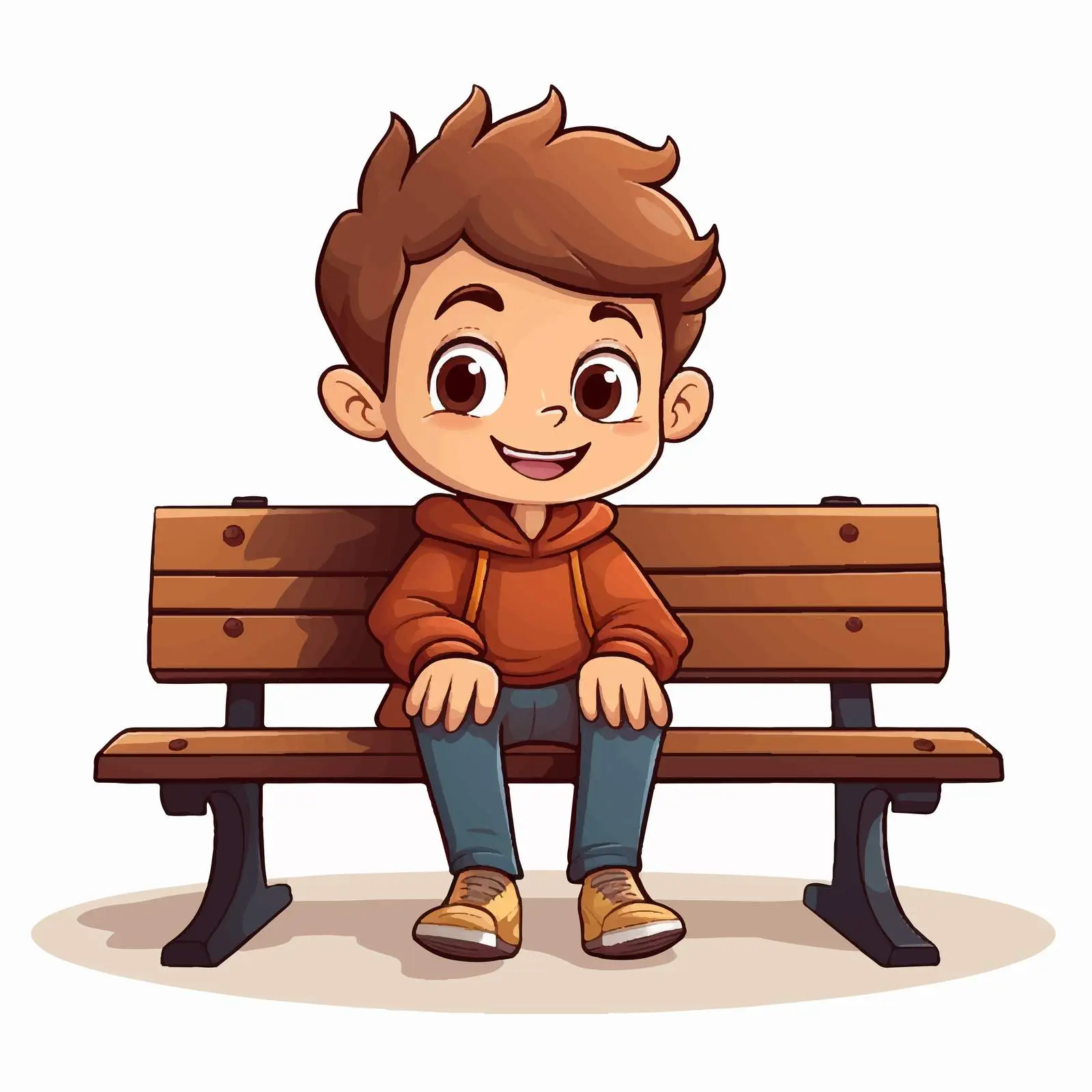 Boy Sitting on Bench Vector Illustration — free download from Dotvec