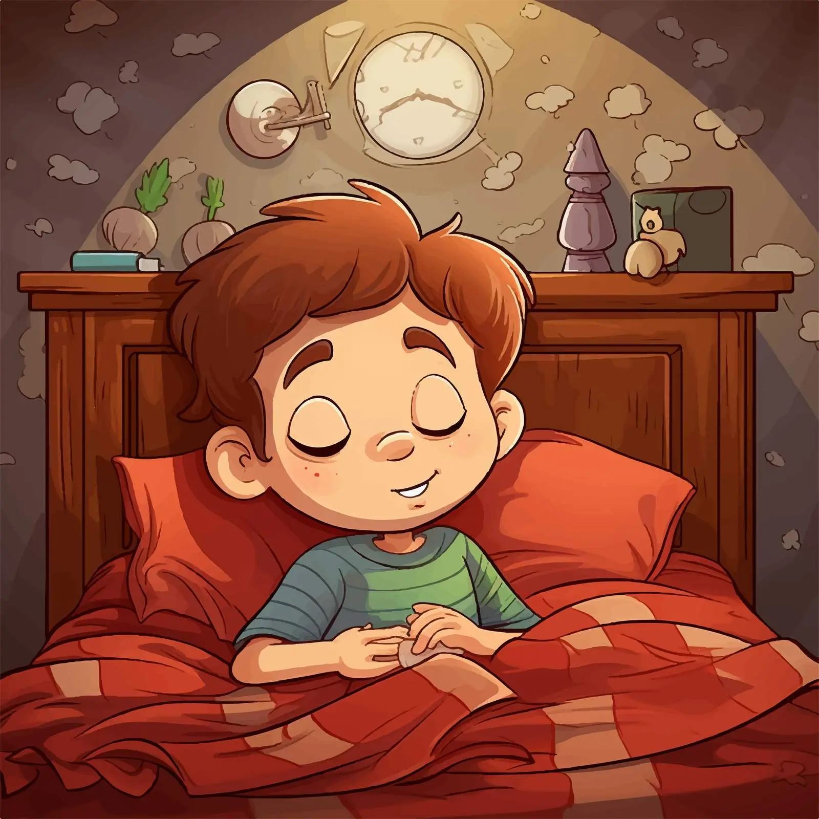 Boy Sleeping Soundly in His Room Illustration — free download from Dotvec