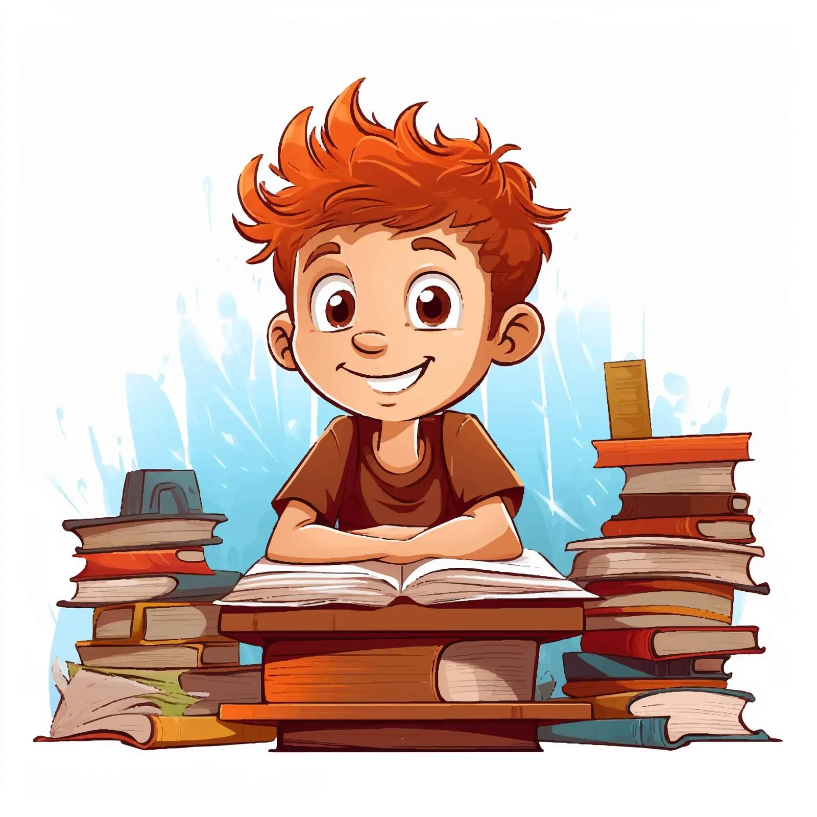Cartoon Illustration of a Boy Studying — free download from Dotvec