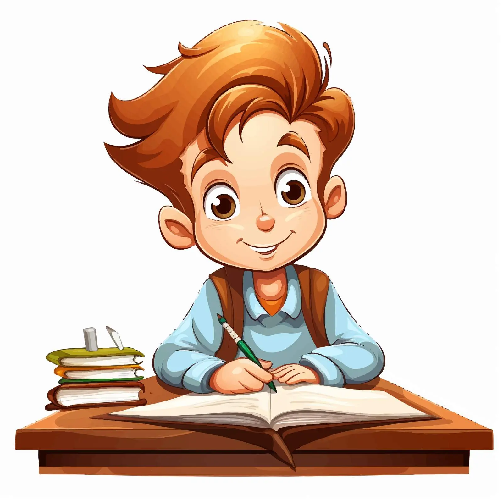 Boy Studying Cartoon Vector Illustration — free download from Dotvec