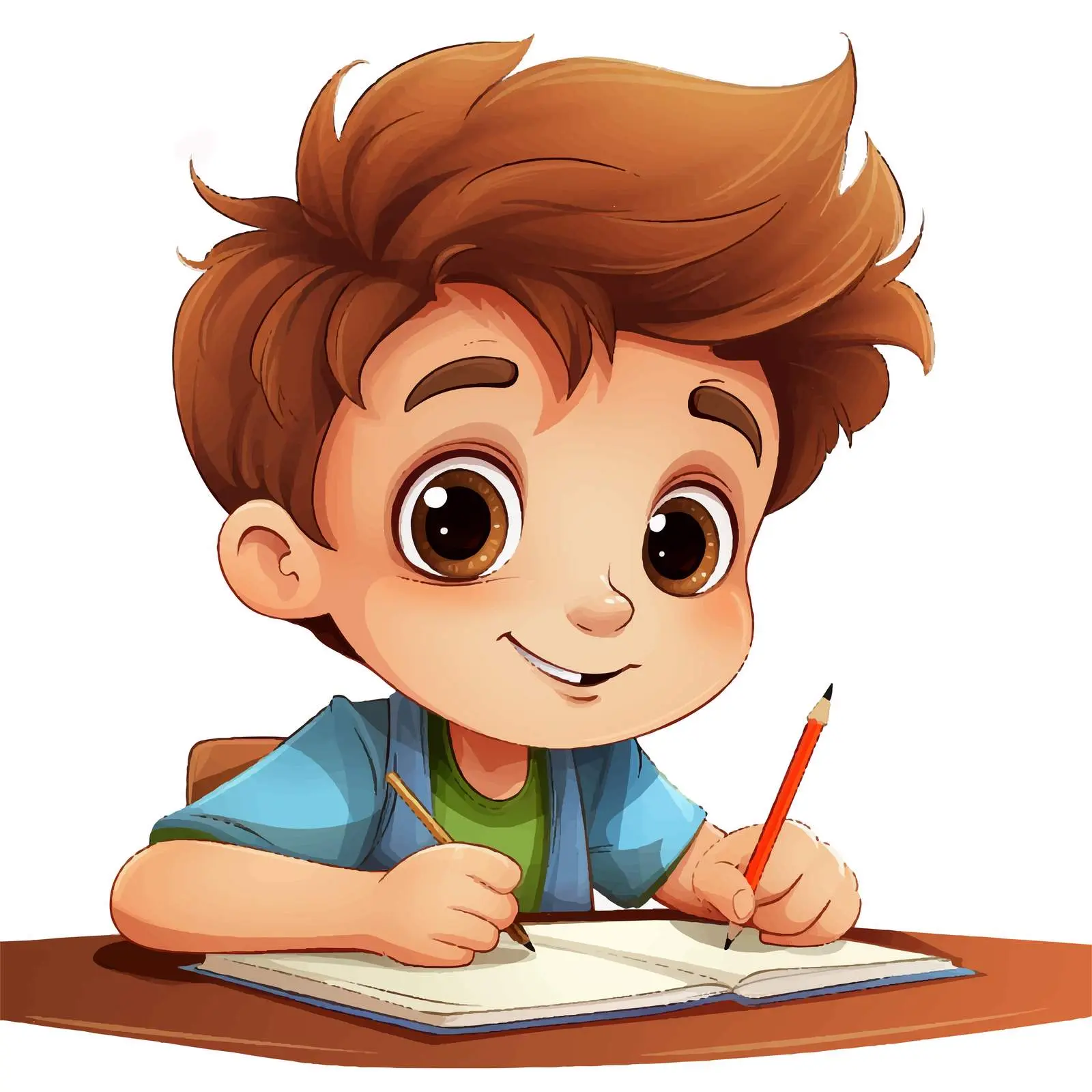 Cartoon Vector of a Boy Studying – free schoolboy image from Dotvec