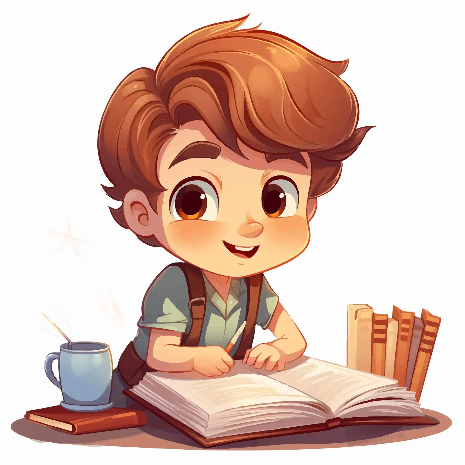 Cartoon Vector of a Boy Studying — free download from Dotvec