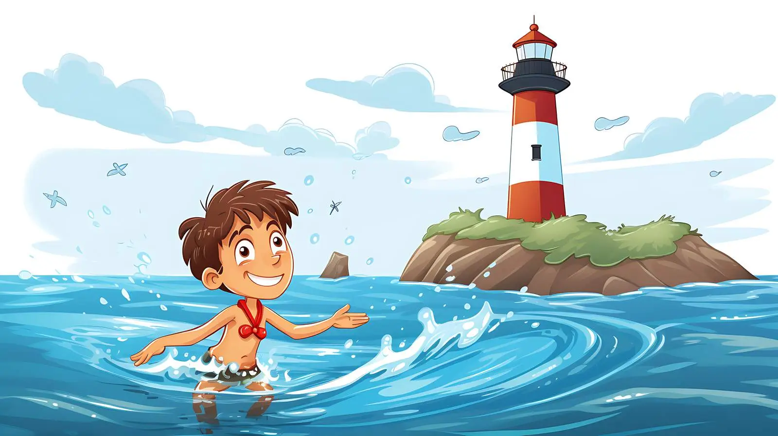 Boy Swimming in the Sea Illustration — free download from Dotvec