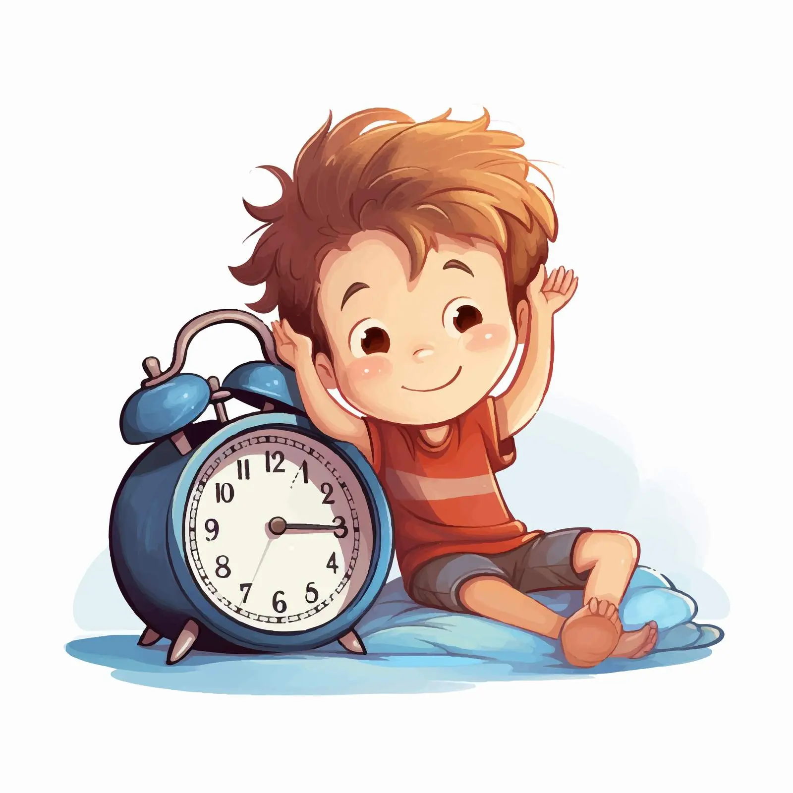 Boy Waking Up Early Vector Illustration — free download from Dotvec