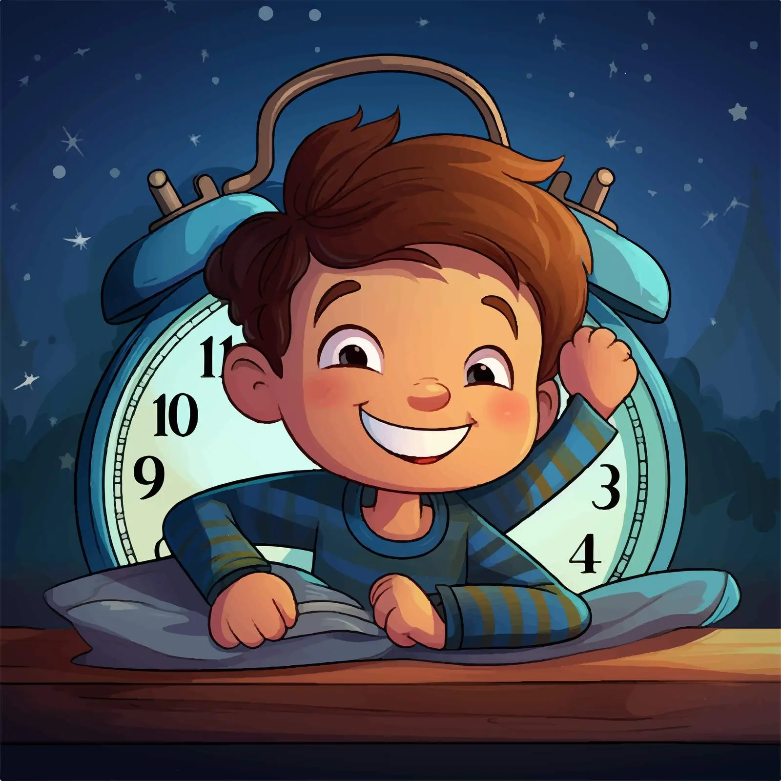 Boy Waking Up Early Vector Illustration — free download from Dotvec