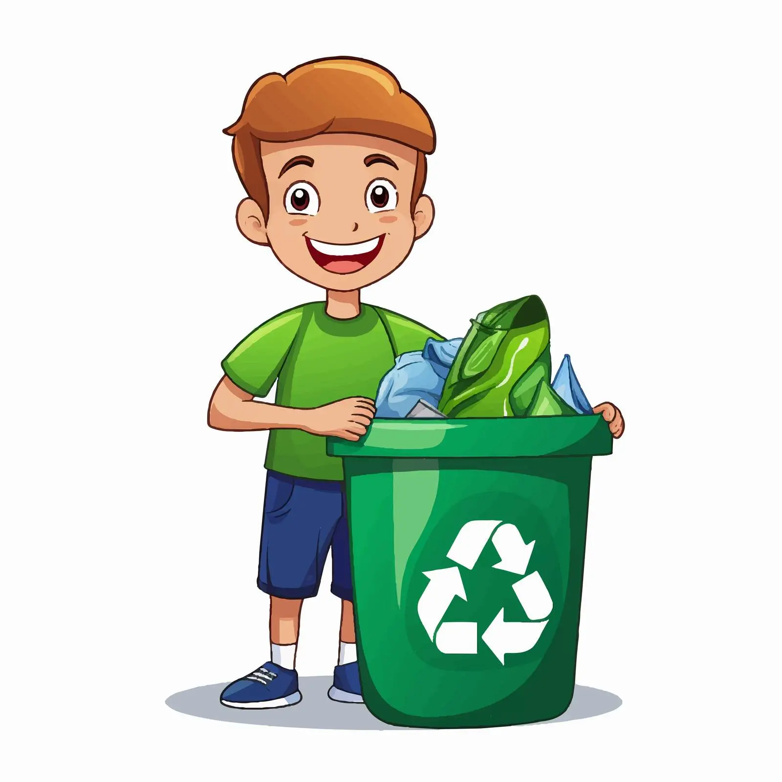 Boy Holding Recycling Sign Vector Illustration — free download from Dotvec