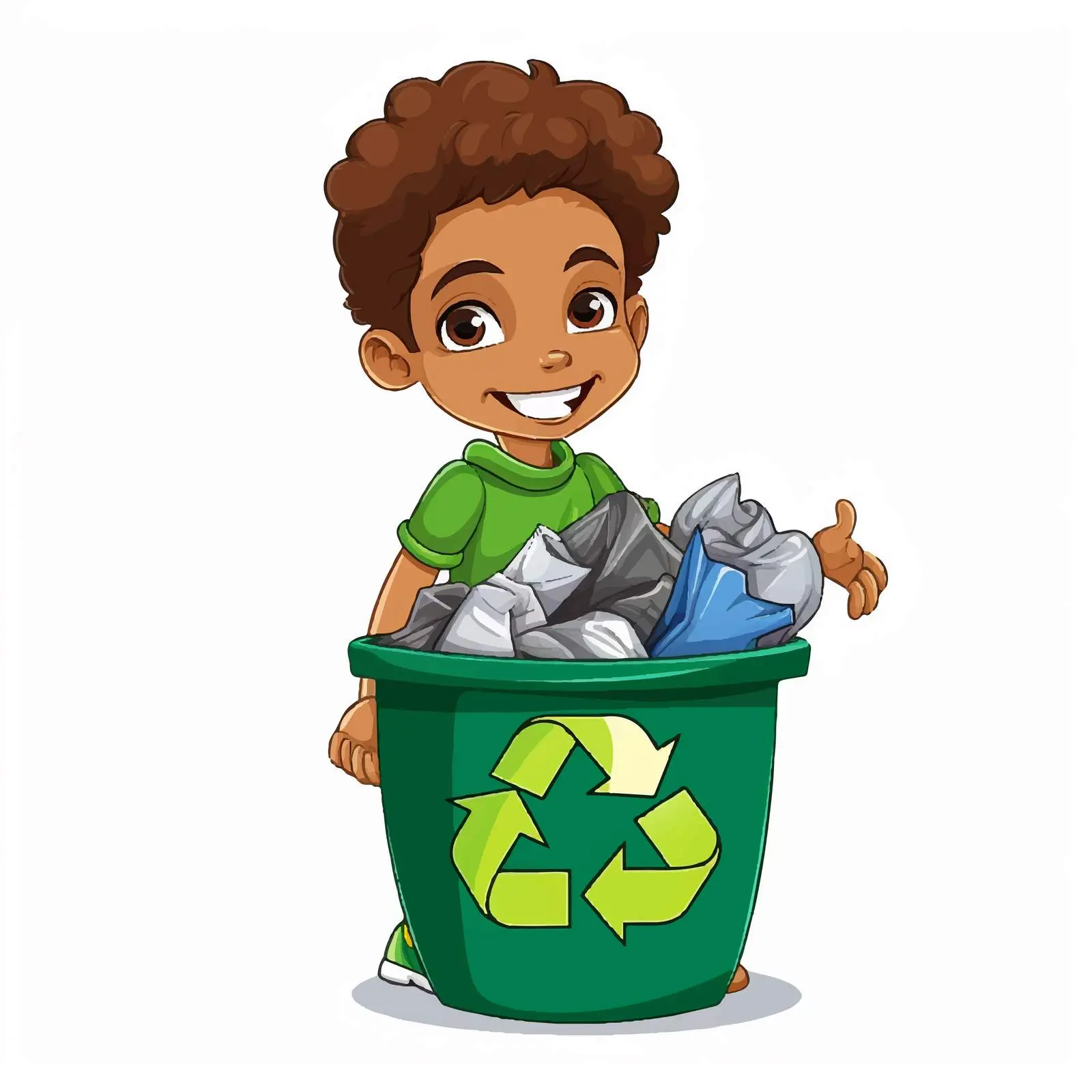 Boy Holding Recycling Sign Vector Illustration — free download from Dotvec