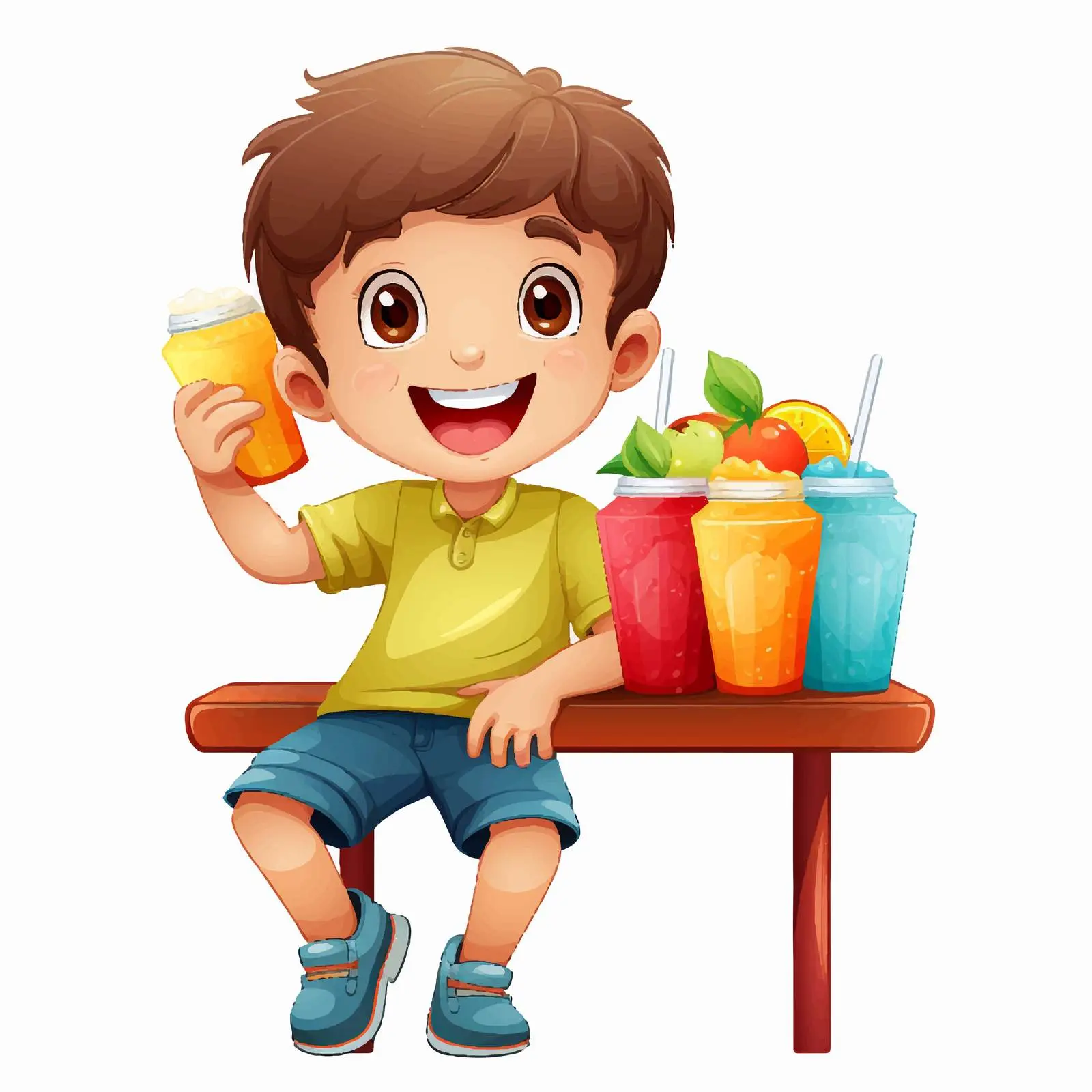Boy with Refreshing Drinks Stall Illustration — free download from Dotvec