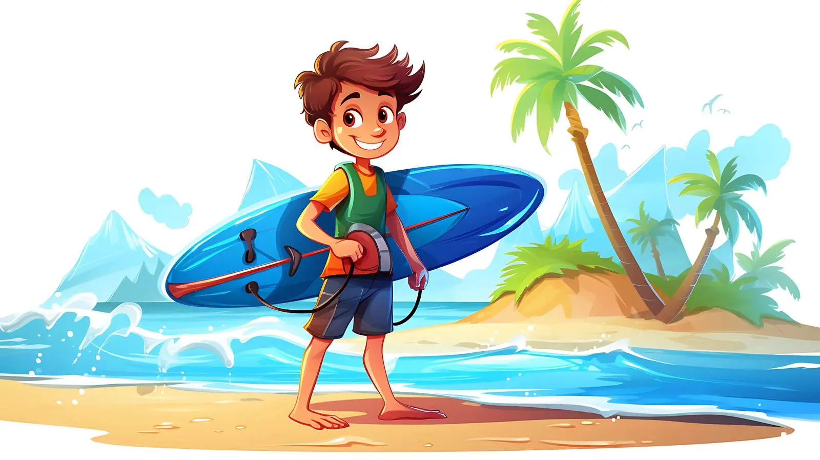 Boy with Surf Pad by Sea — free download from Dotvec