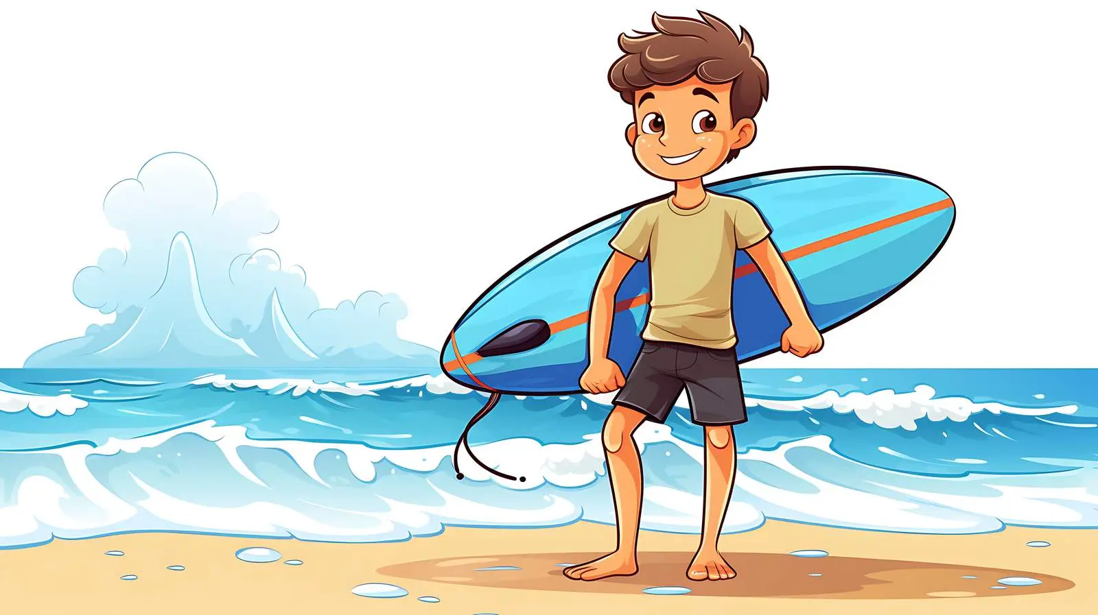 Boy with Surf Pad on Sea Shore — free download from Dotvec