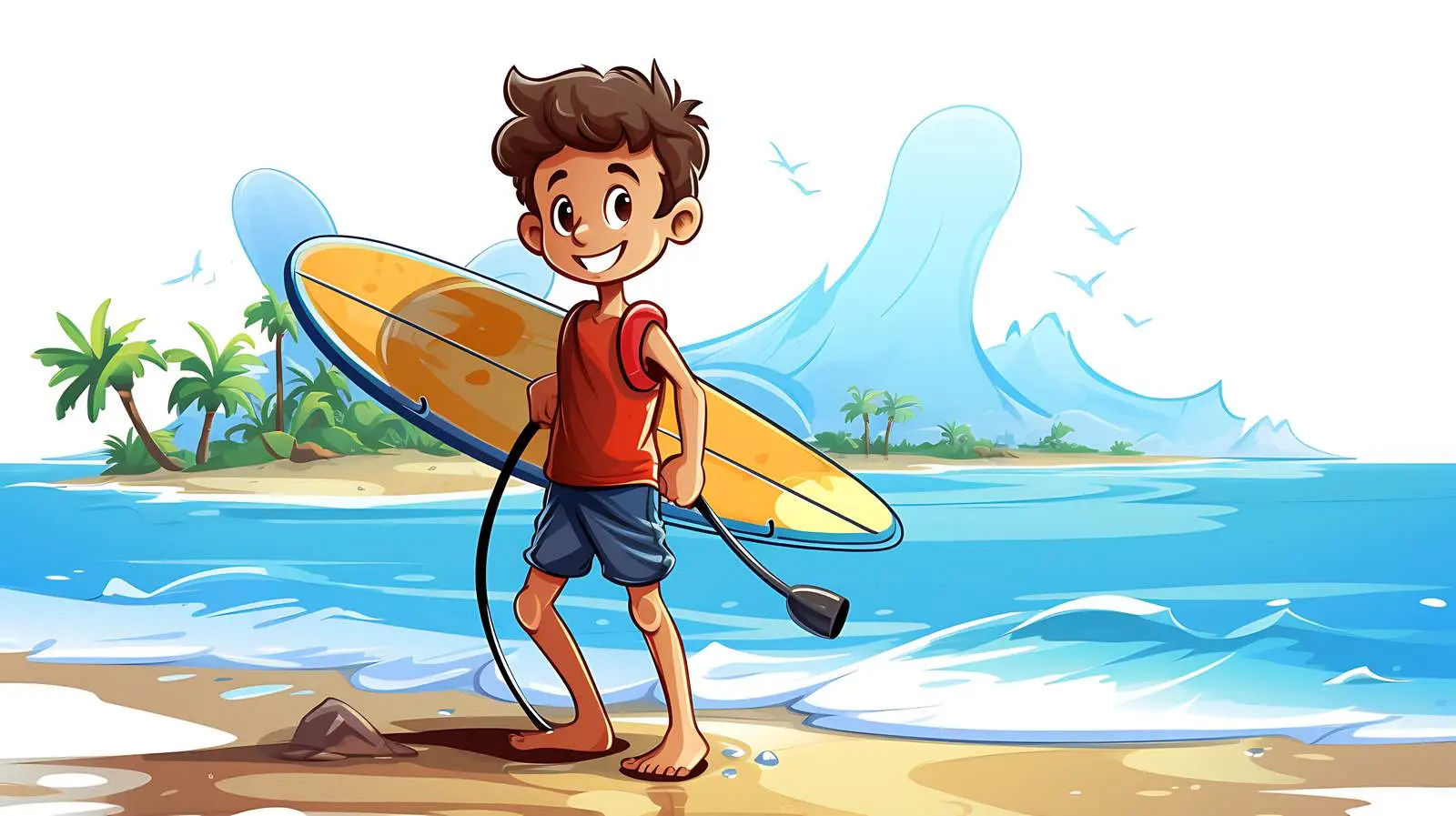 Young Boy Surfing on a Seashore — free download from Dotvec