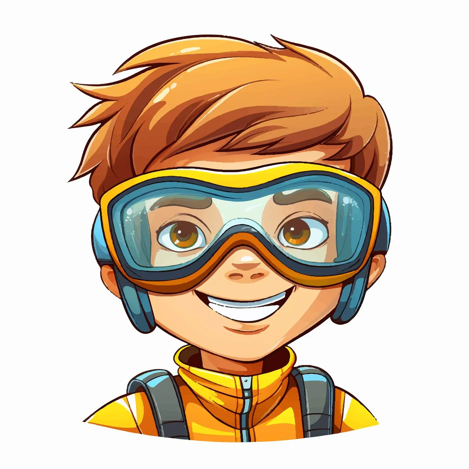 Boy Wearing Yellow Goggles on White Background — free download from Dotvec