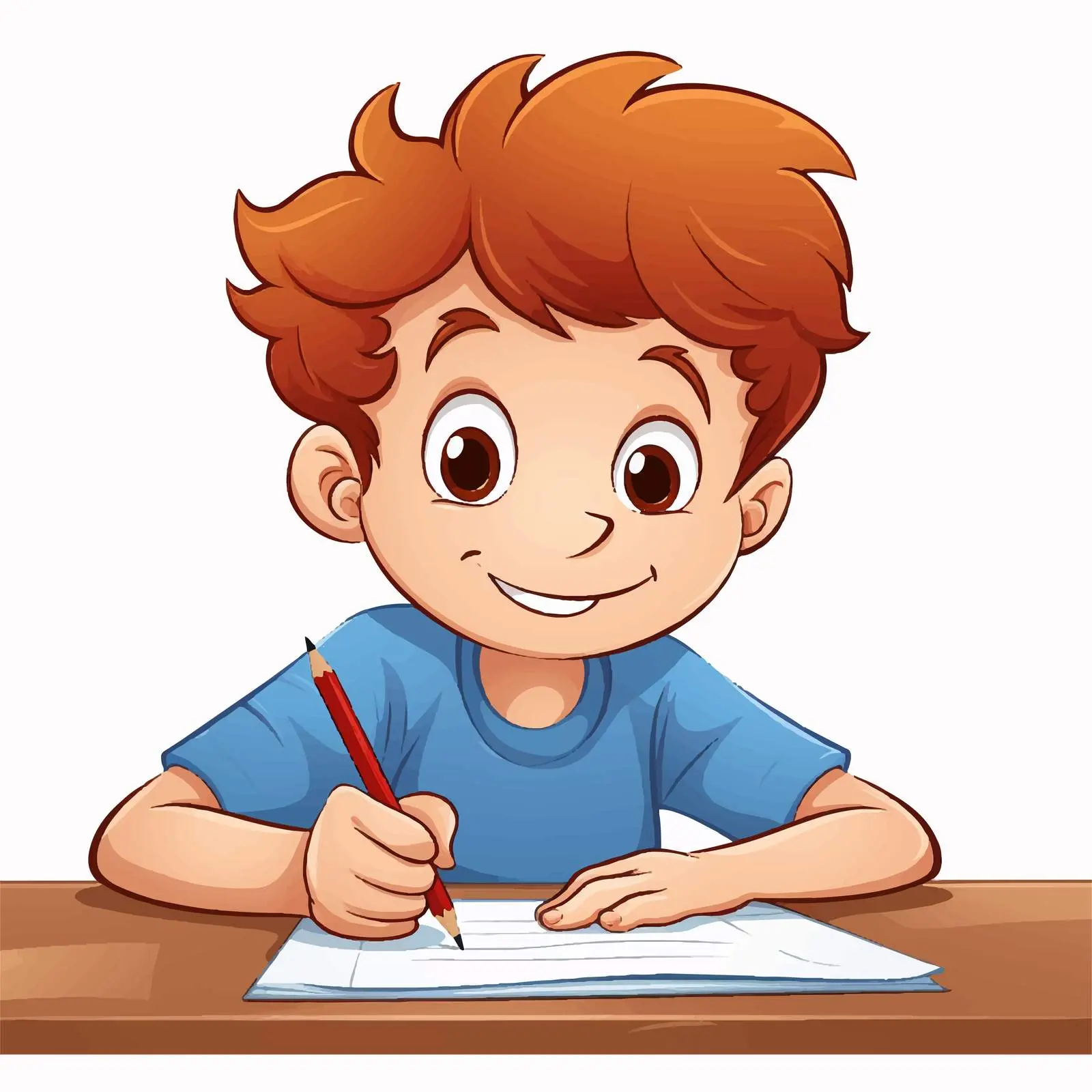 Boy Writing Illustration on White Background — free download from Dotvec