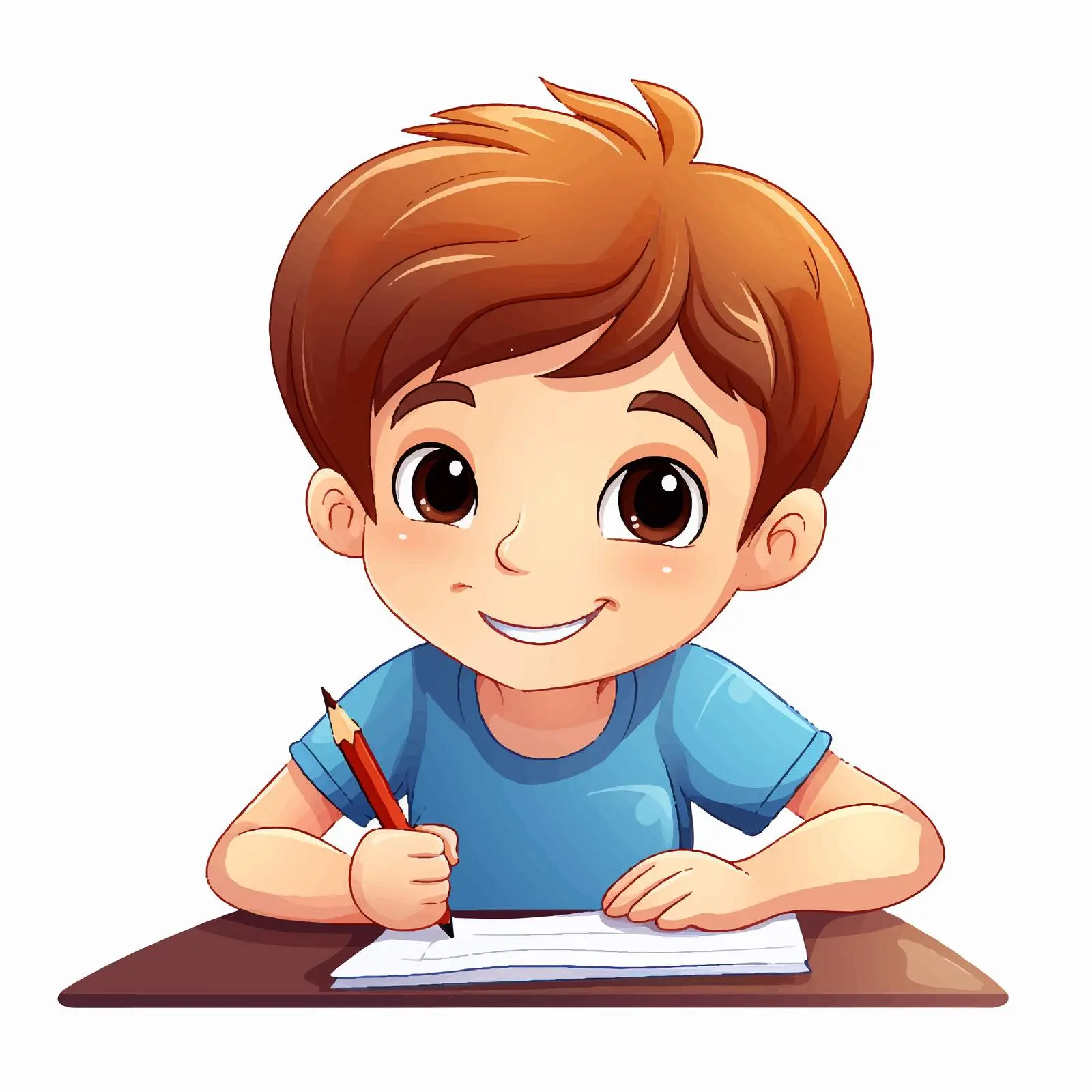 Boy Writing Illustration on White Background — free download from Dotvec