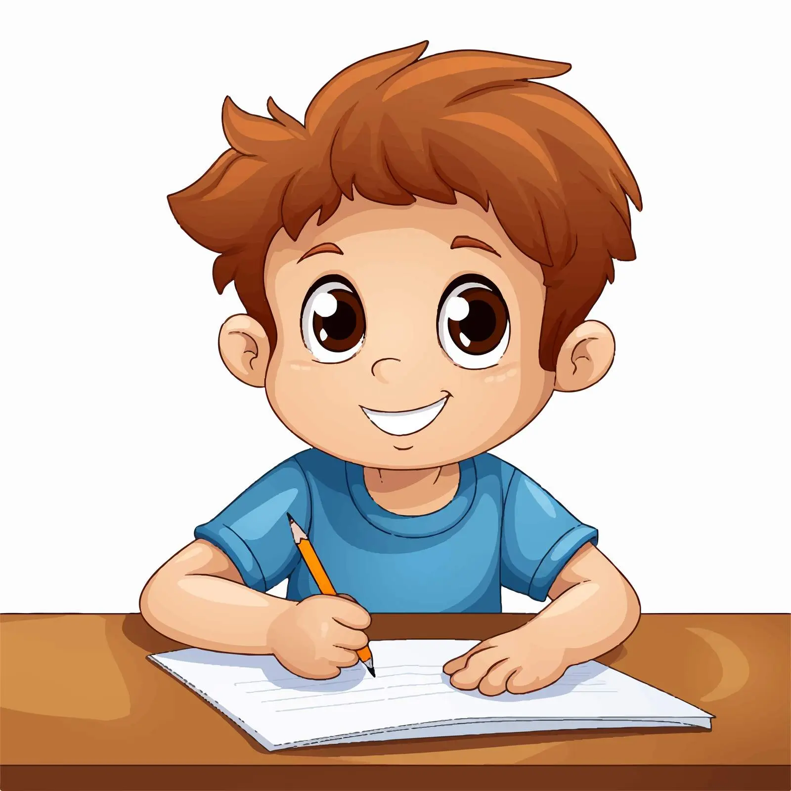 Boy Writing on White Background Vector Illustration — free download from Dotvec