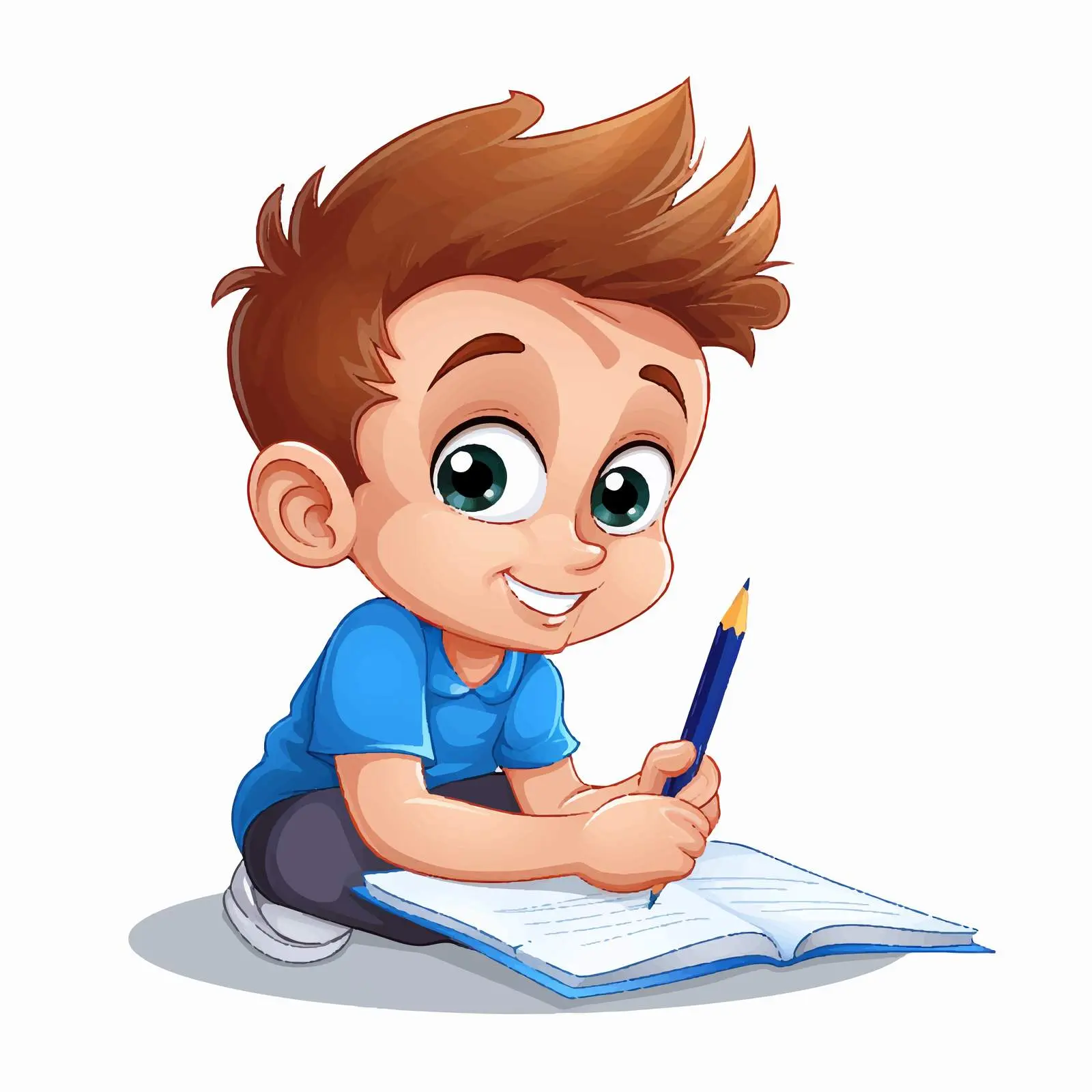 Boy Writing Illustration on White Background — free download from Dotvec