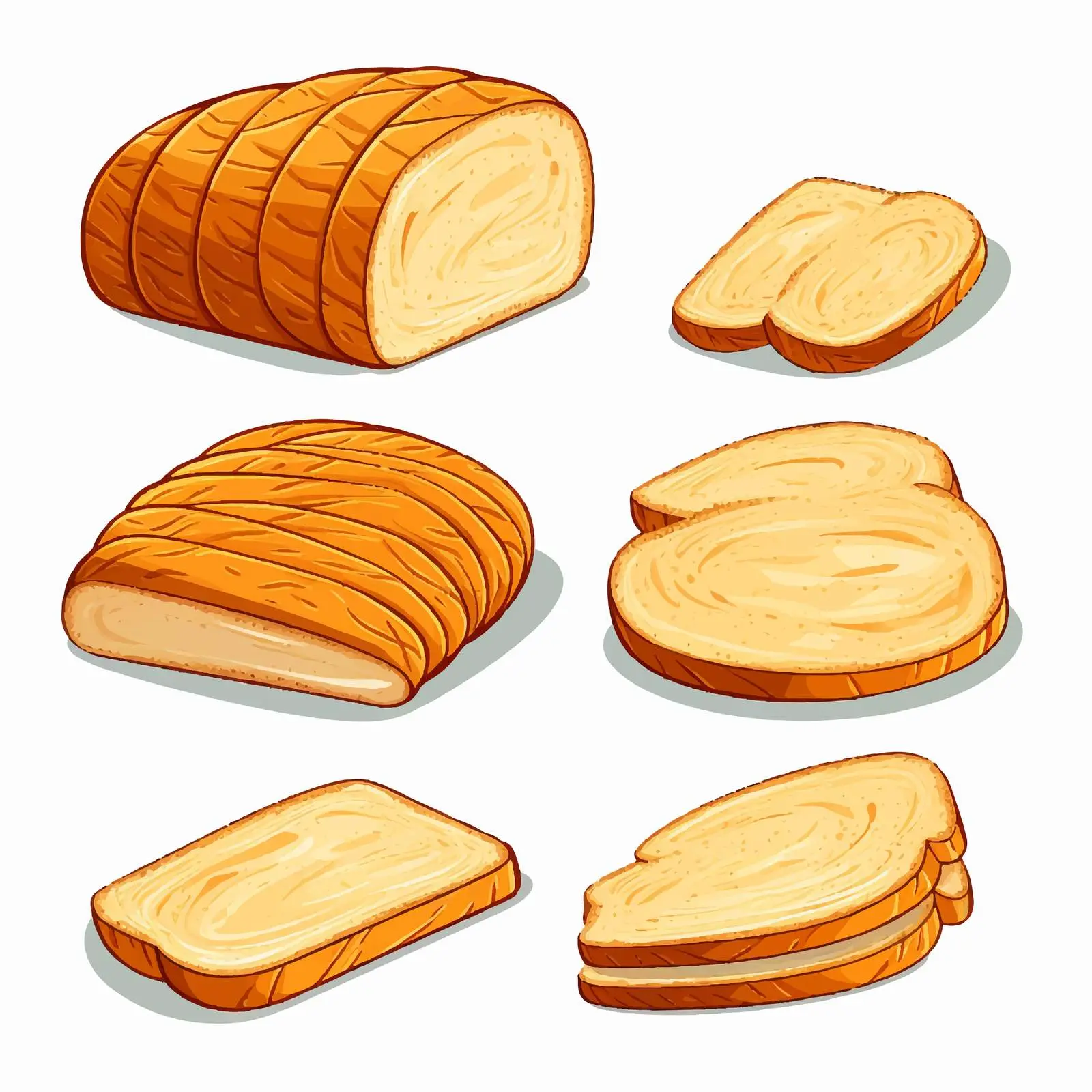 Fresh Bread Slices Illustration on White Background – free flour image from Dotvec