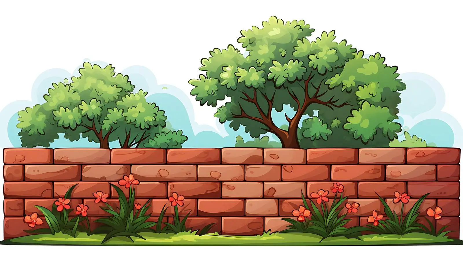 Brick Wall Garden Illustration — free download from Dotvec