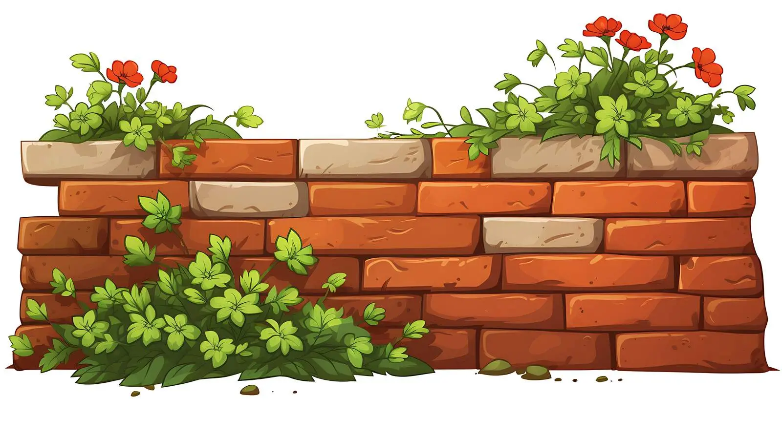 Brick Wall Garden Illustration — free download from Dotvec
