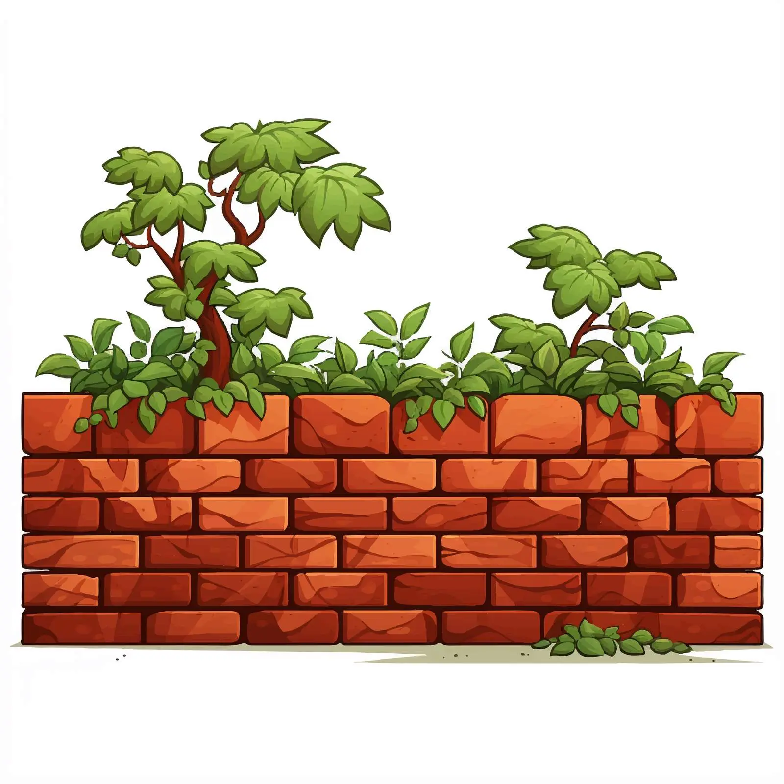 Cartoon Brick Wall in Garden Illustration — free download from Dotvec
