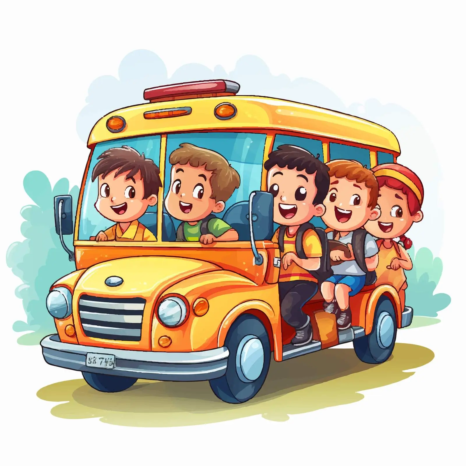 Bus Full of Kids Vector Illustration — free download from Dotvec