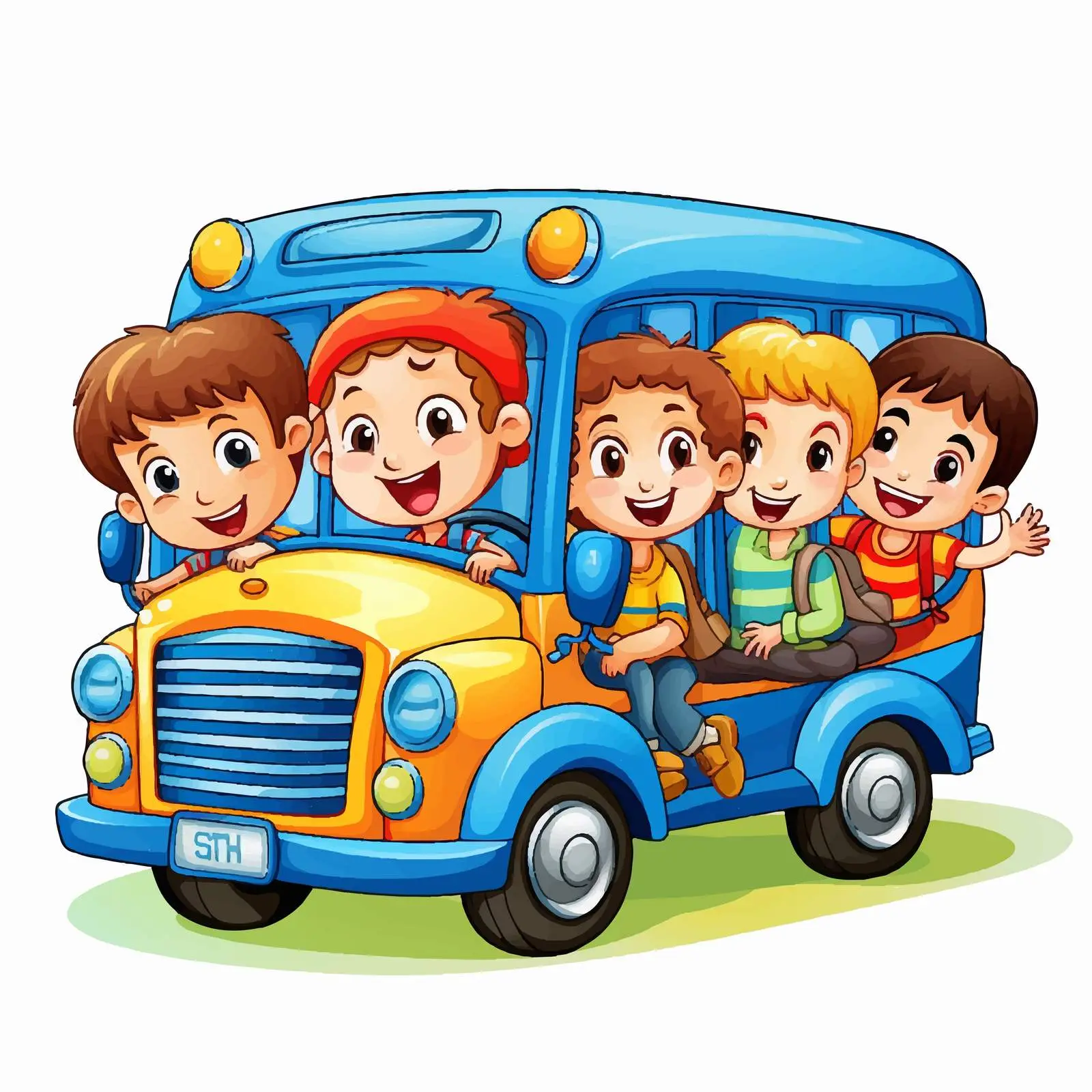 Bus Full of Kids Vector Illustration — free download from Dotvec