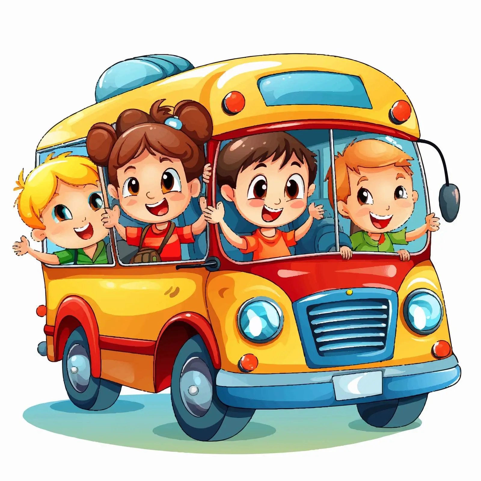 Kids on a Bus Illustration — free download from Dotvec