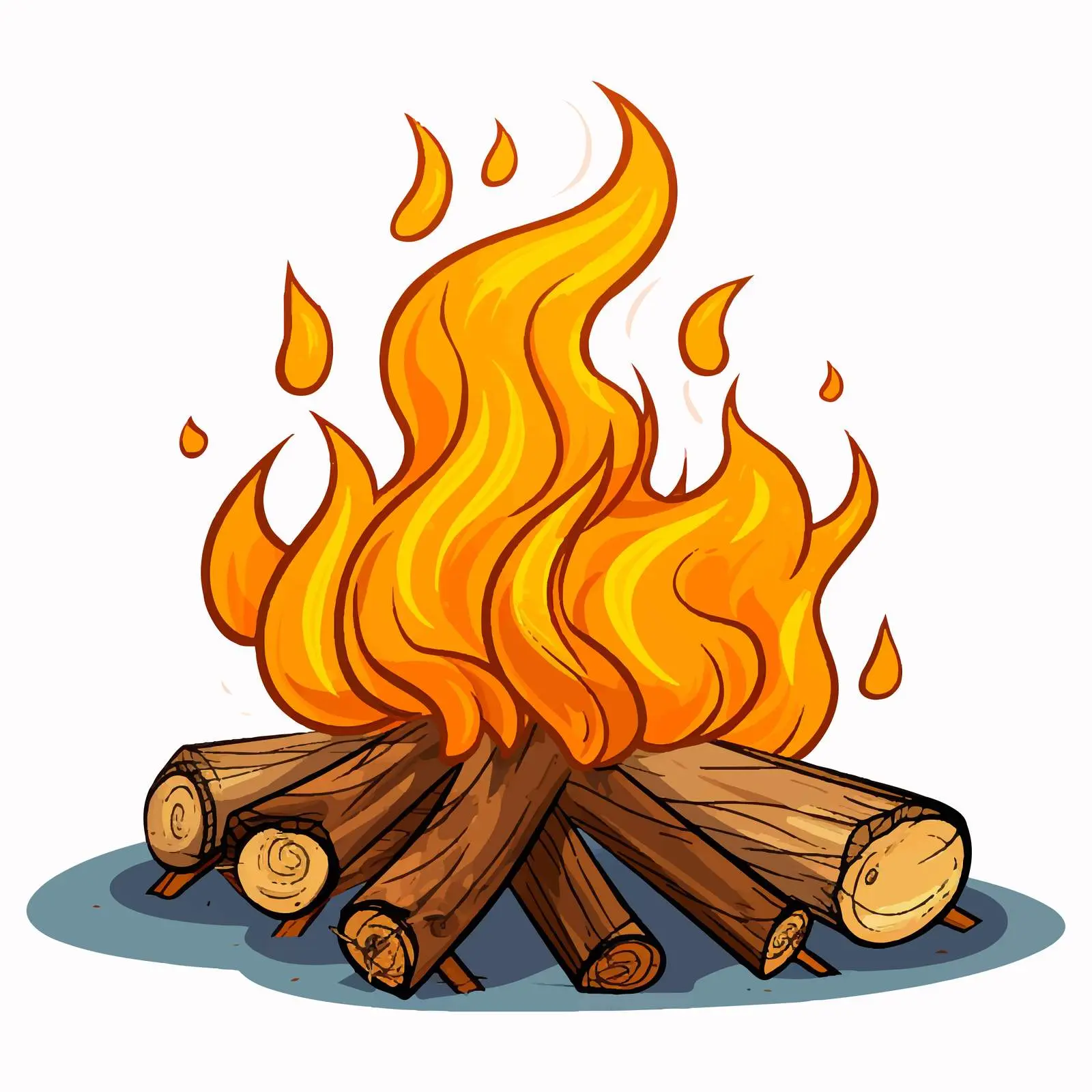 Cartoon Campfire Illustration on White Background — free download from Dotvec