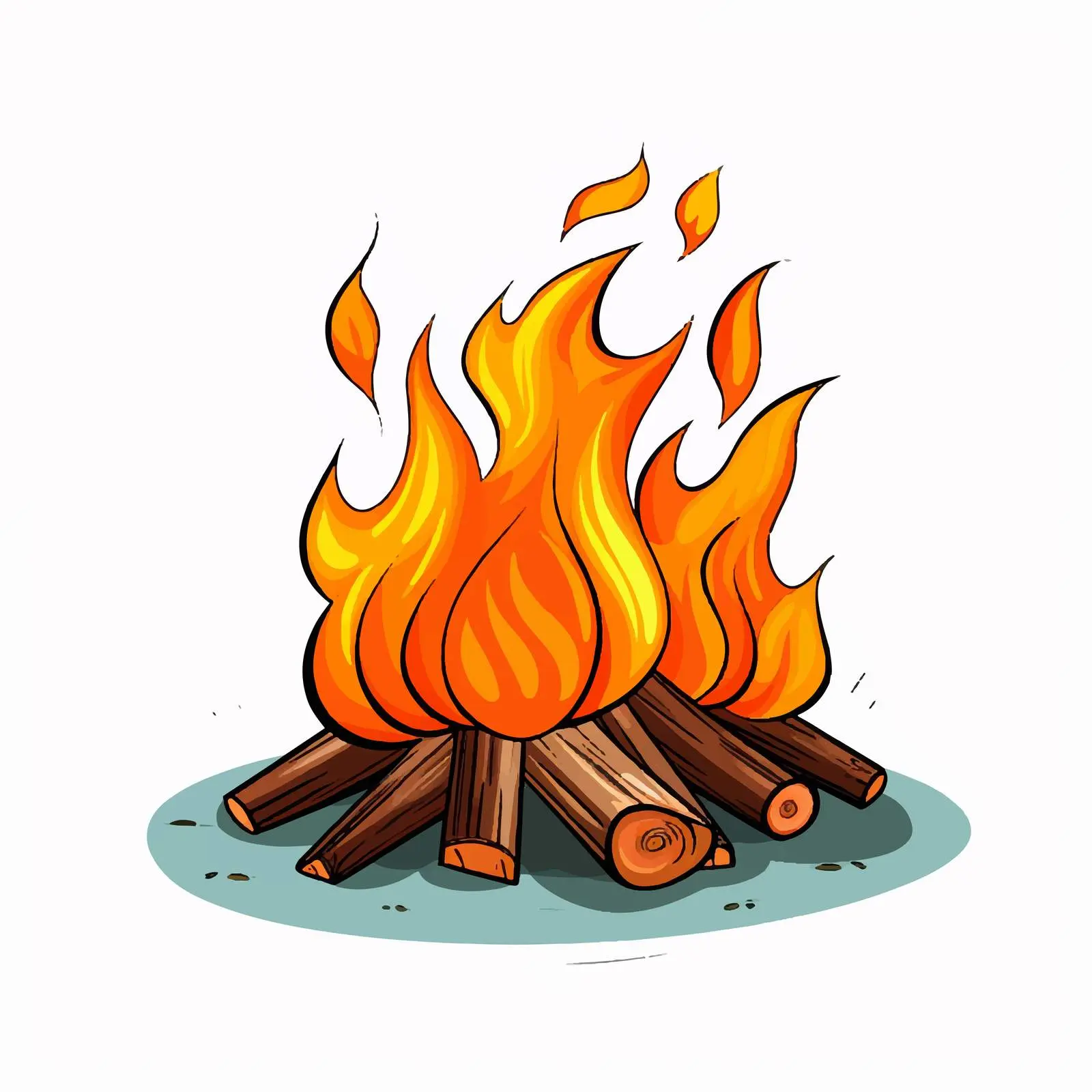 Cartoon Campfire Illustration on White Background — free download from Dotvec