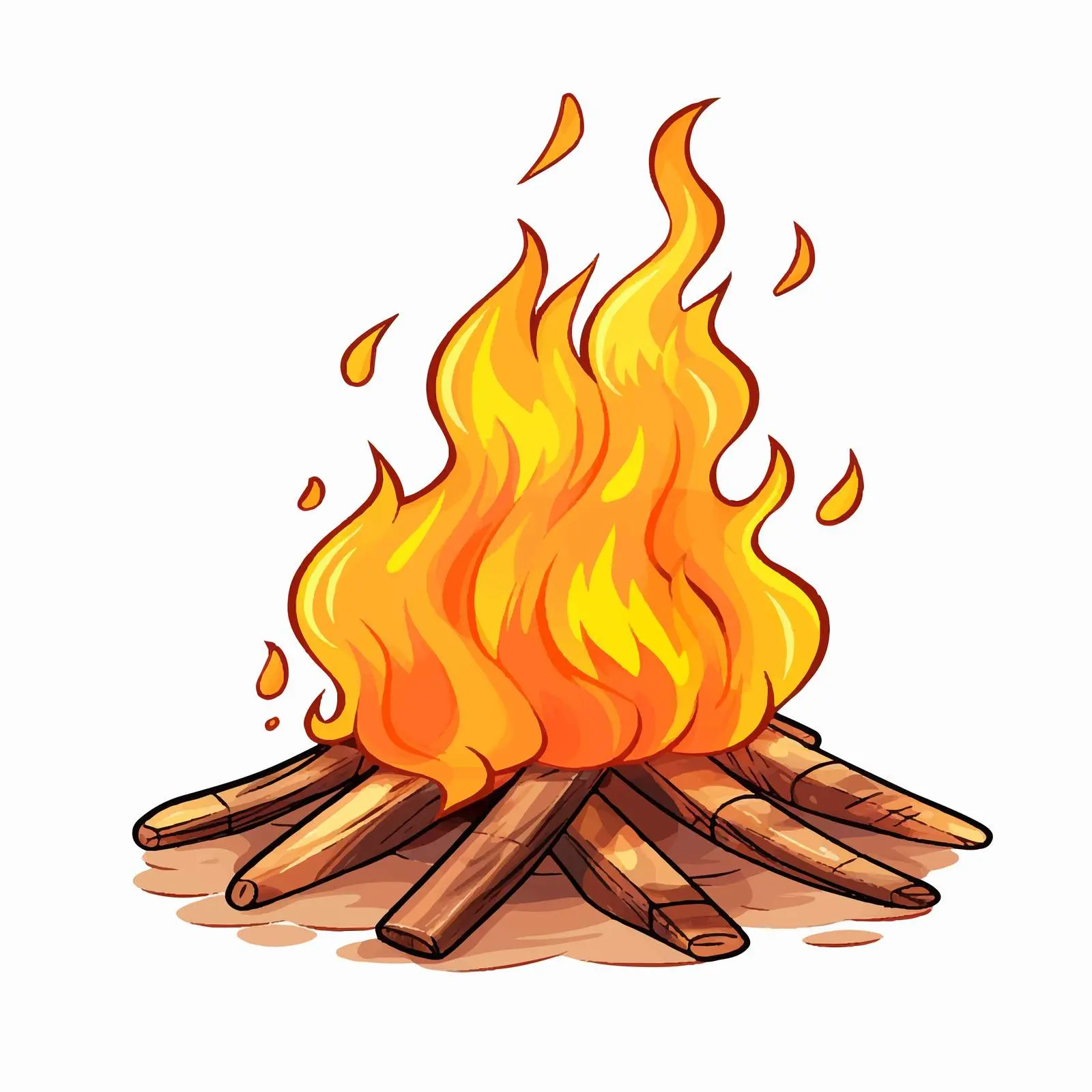 Cartoon Campfire Illustration on White Background – free bonfire image from Dotvec