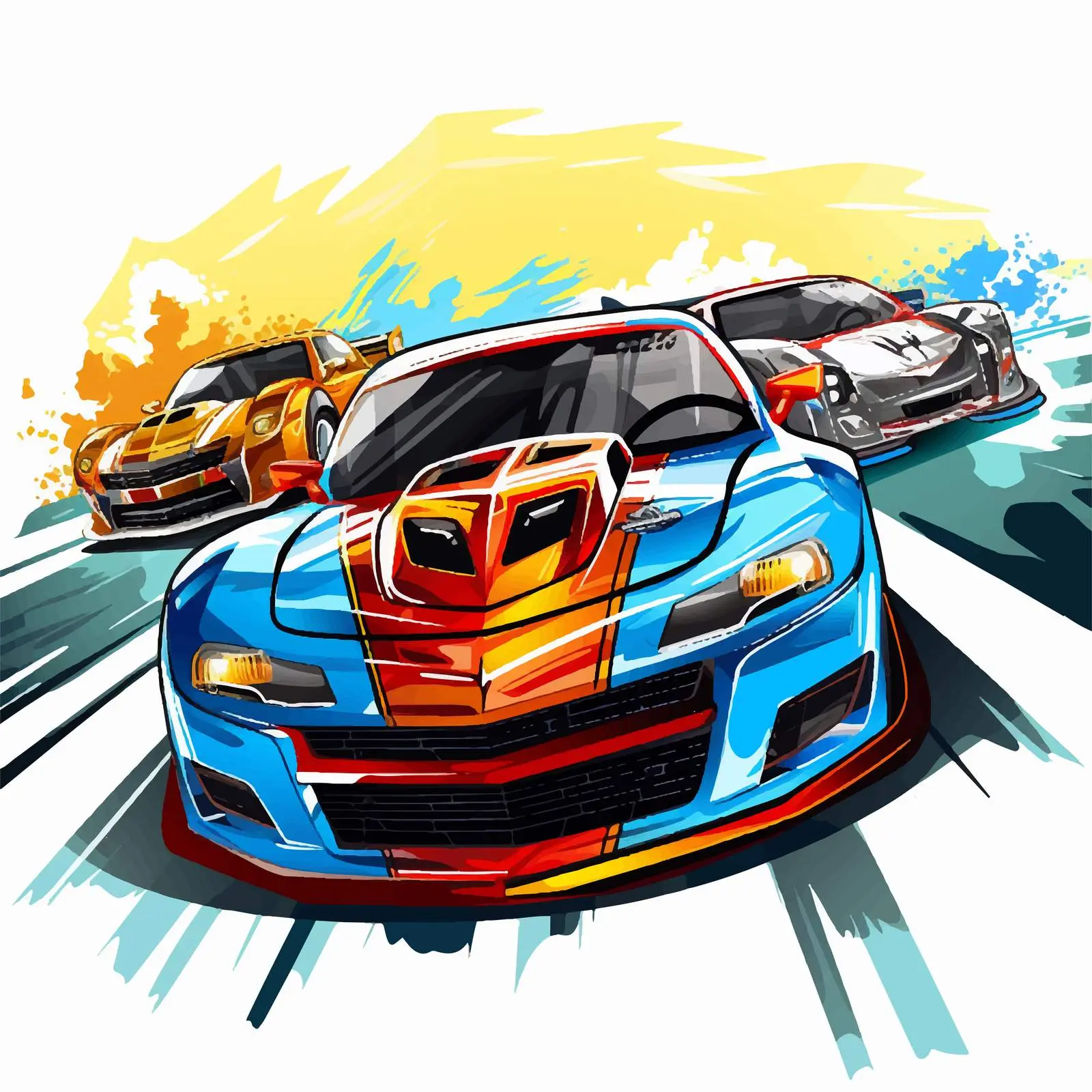 Cartoon Car Racing Competition Vector Illustration — free download from Dotvec