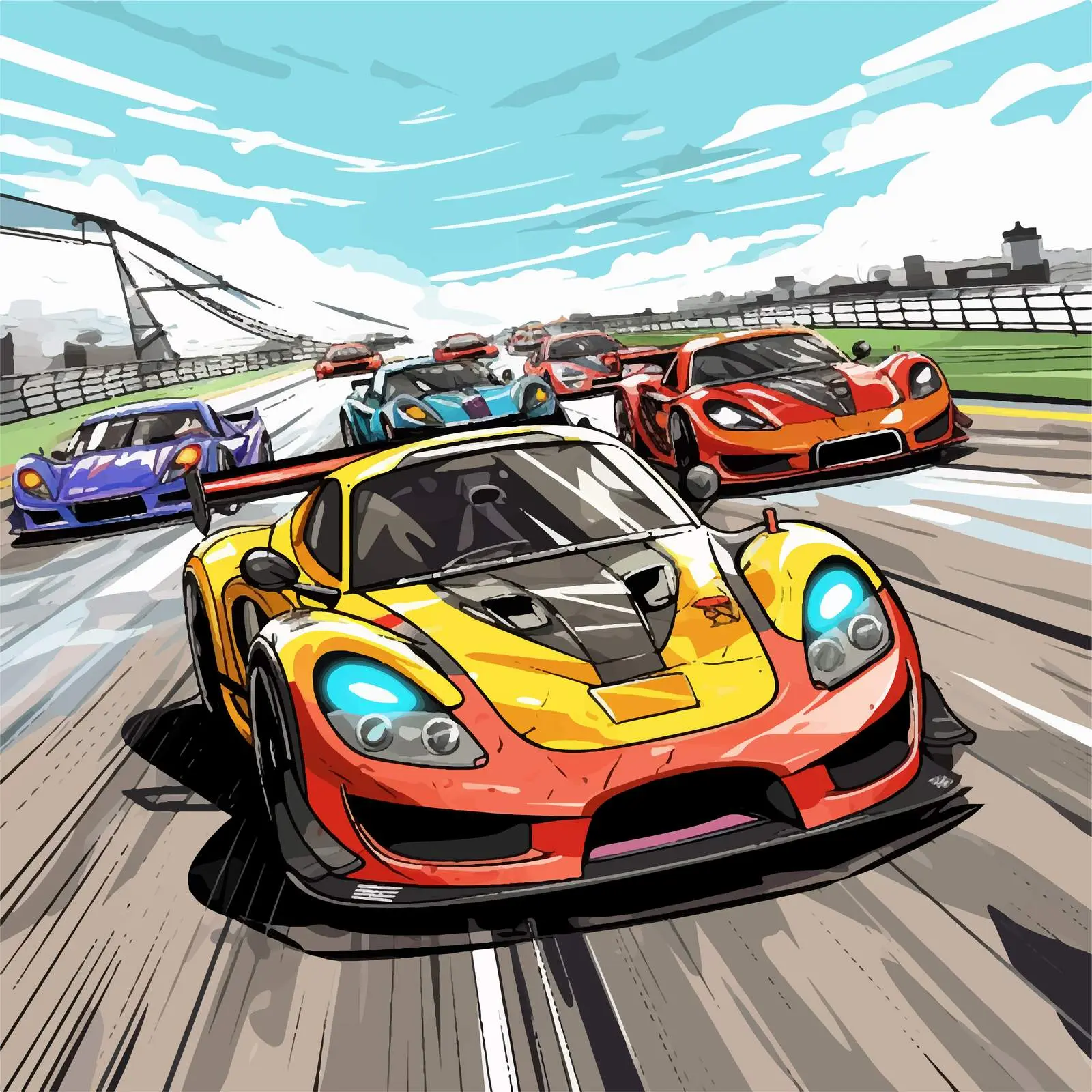 Car Racing Competition Cartoon Vector Illustration — free download from Dotvec