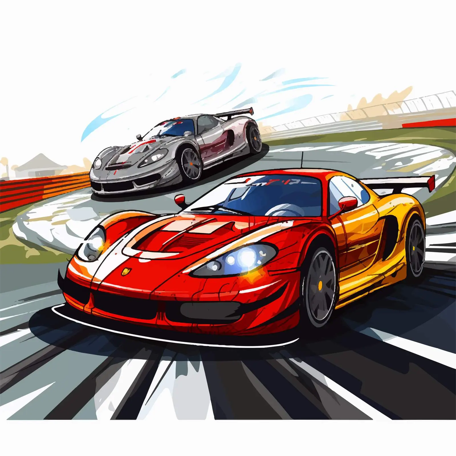 Cartoon Car Racing Competition Vector Illustration — free download from Dotvec