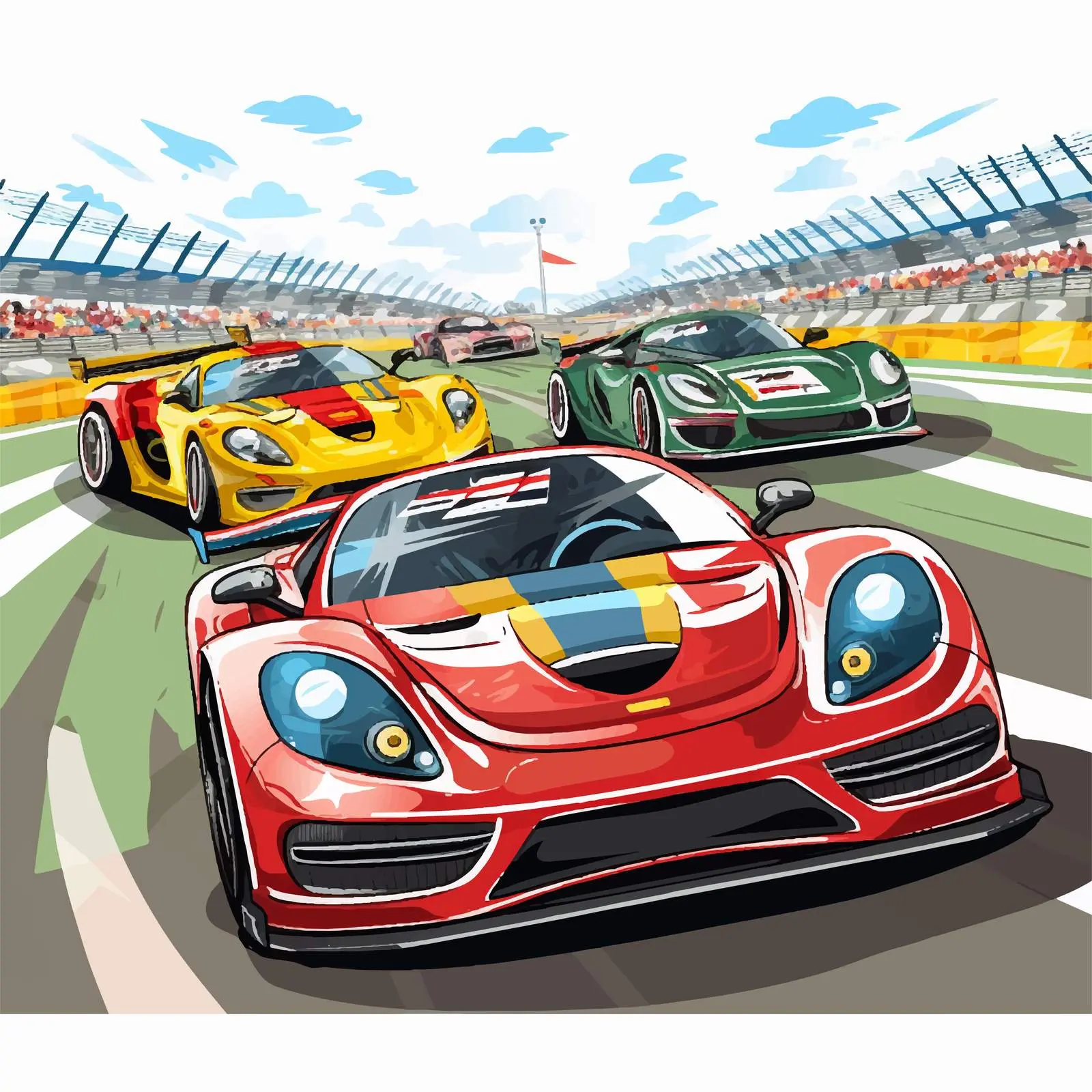 Car Racing Competition Vector Illustration – free adrenaline image from Dotvec