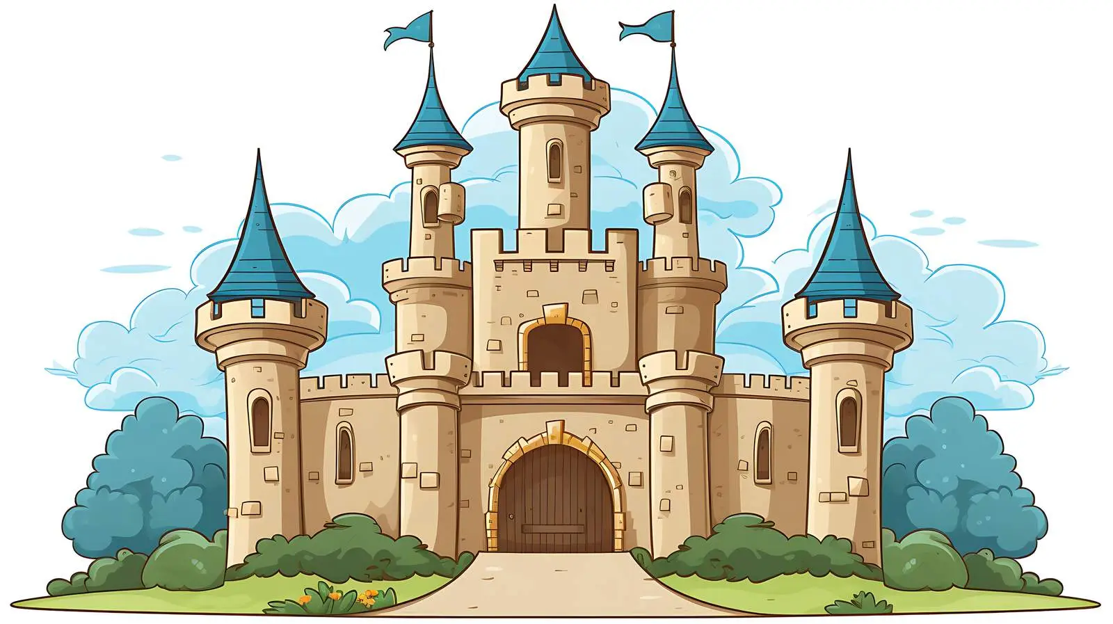 Whimsical Castle Cartoon Vector Illustration — free download from Dotvec