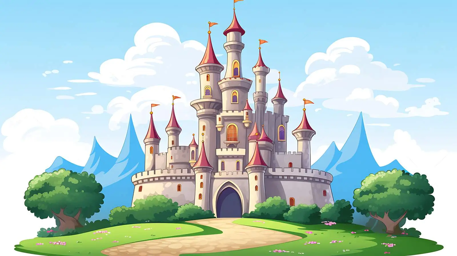 Enchanting Cartoon Castle Vector Illustration — free download from Dotvec