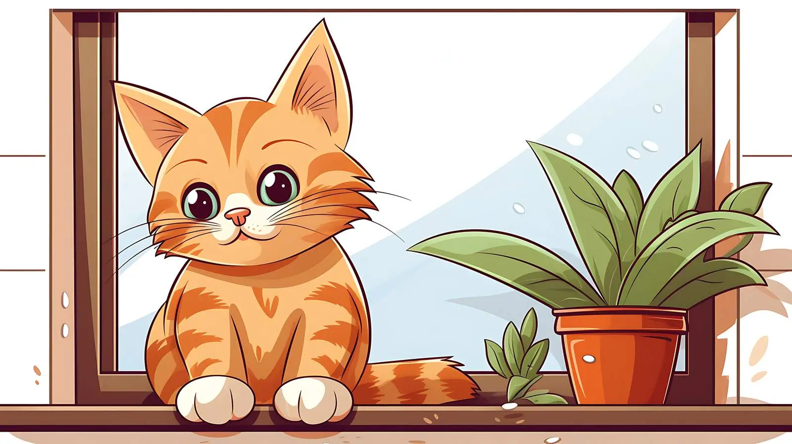 Cat by Window Vector Illustration — free download from Dotvec