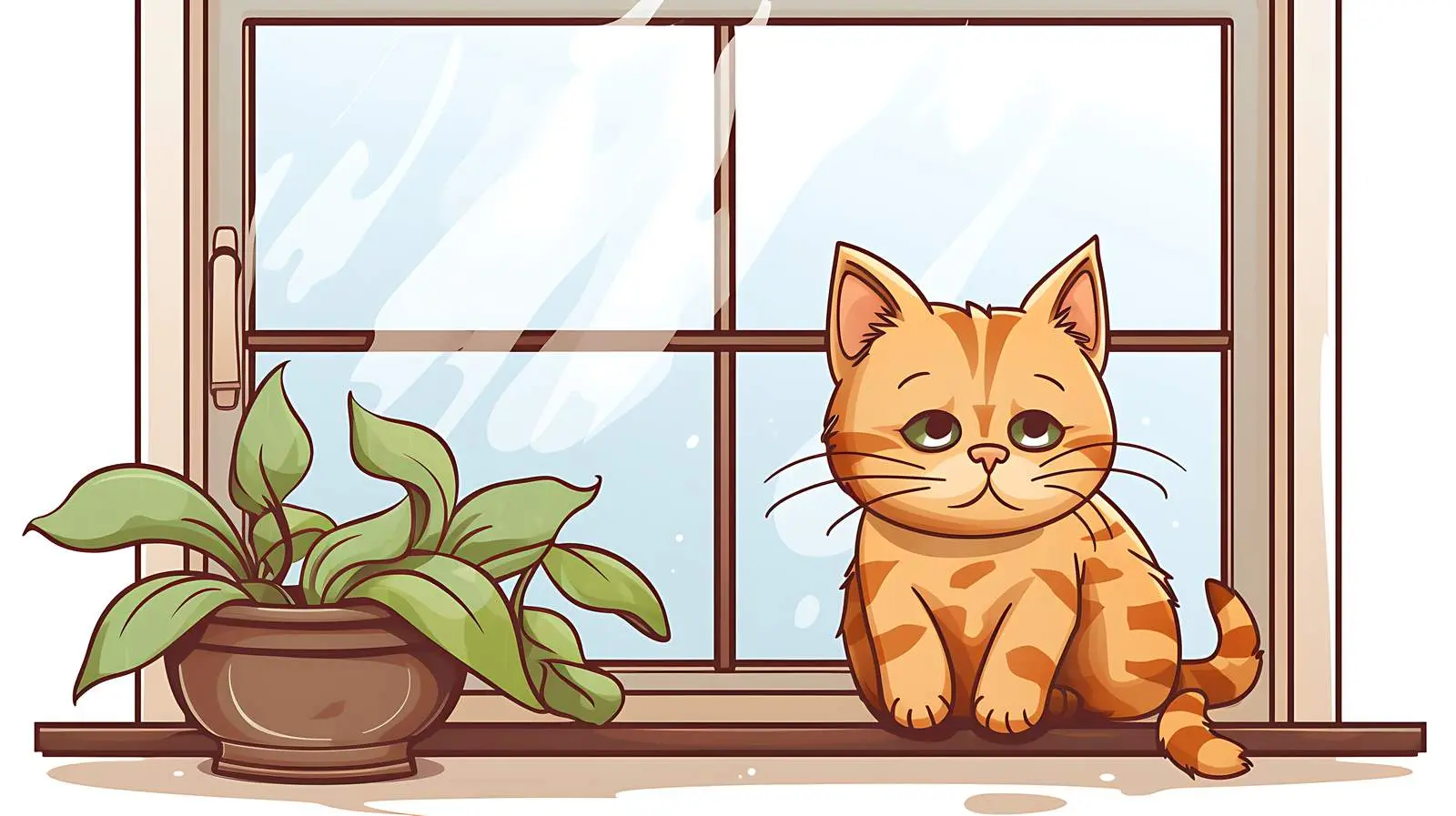 Cat Near Window Vector Illustration — free download from Dotvec