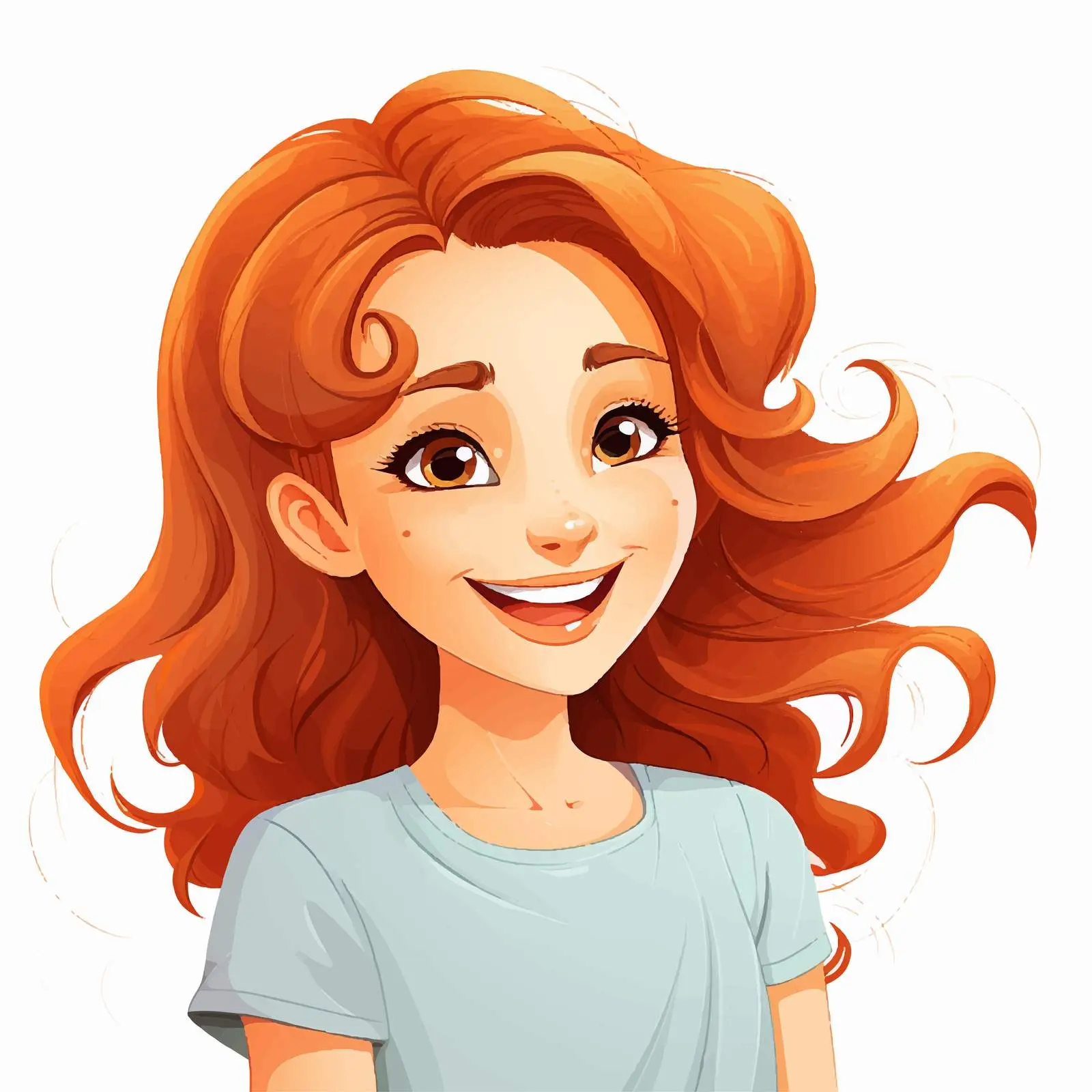 Cheerful Young Girl Smiling Vector Illustration — free download from Dotvec