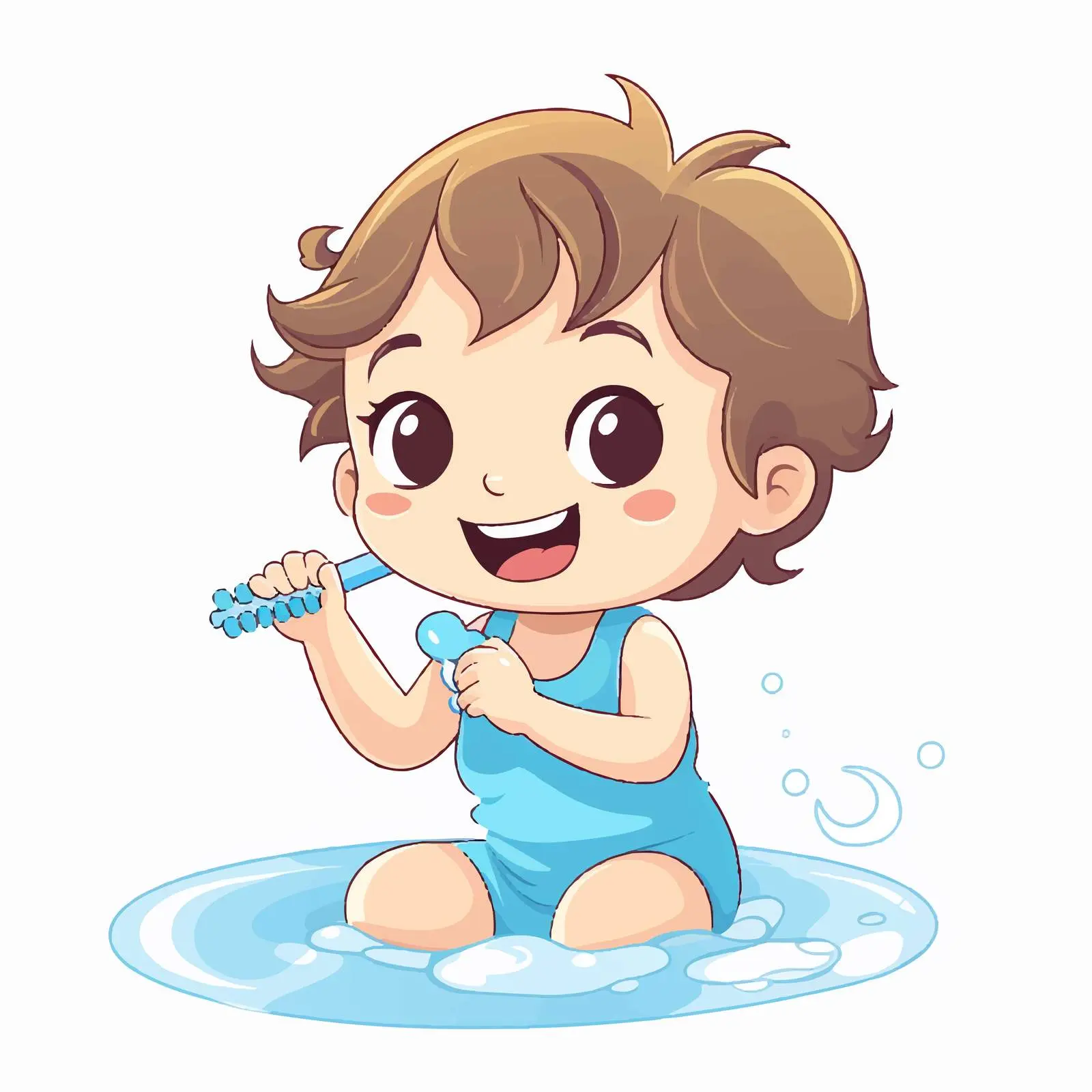 Child Brushing Teeth Vector Illustration — free download from Dotvec