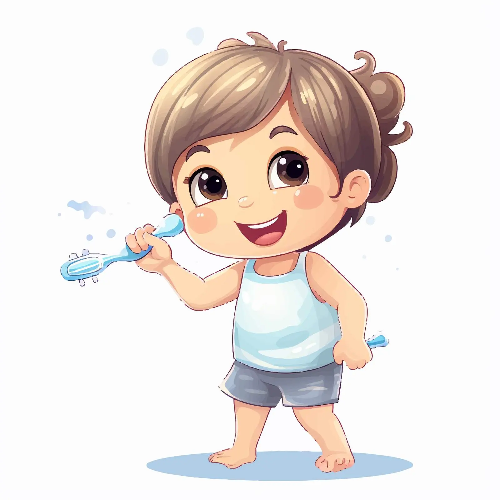 Child Brushing Teeth Vector Illustration — free download from Dotvec