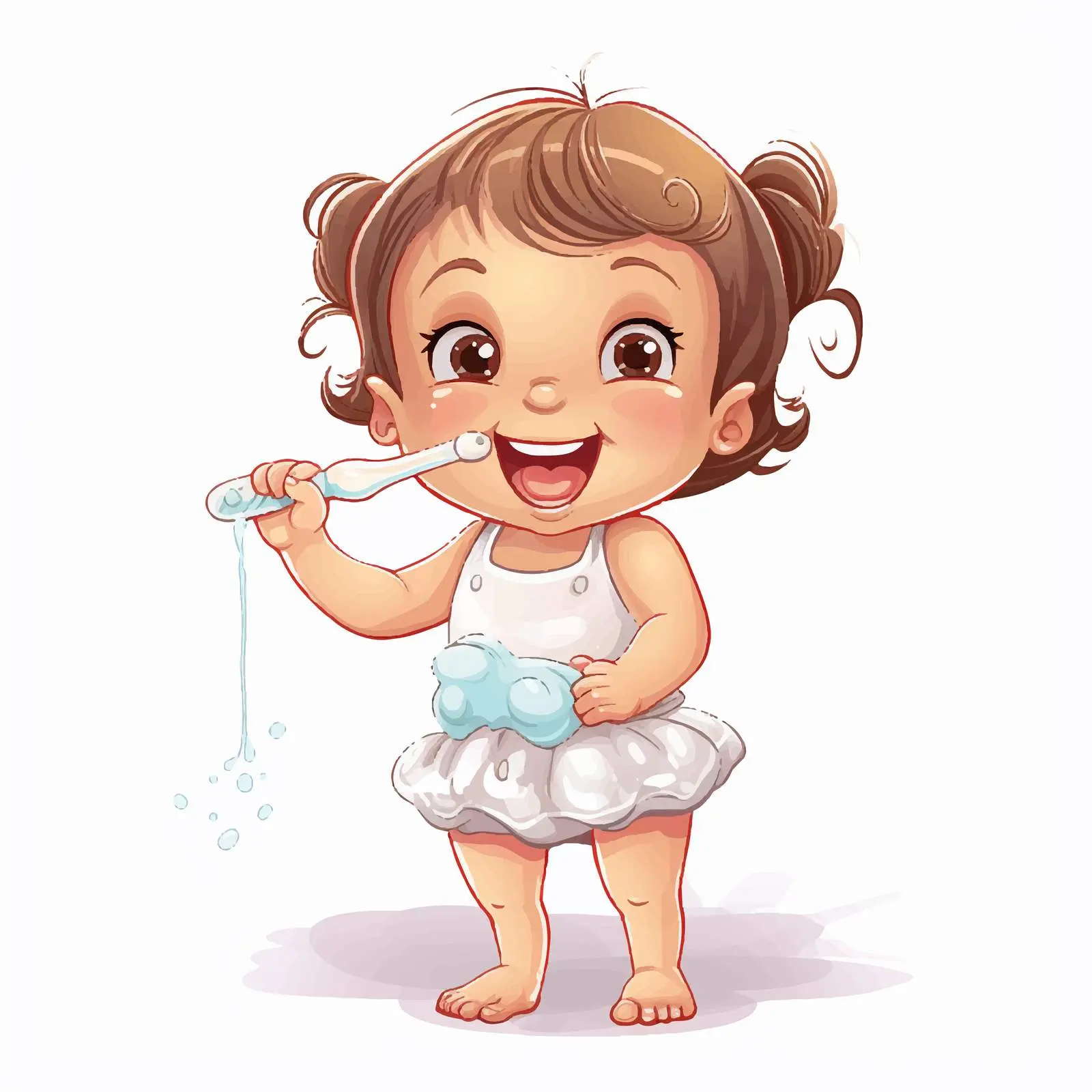 Child Brushing Teeth Vector Illustration — free download from Dotvec