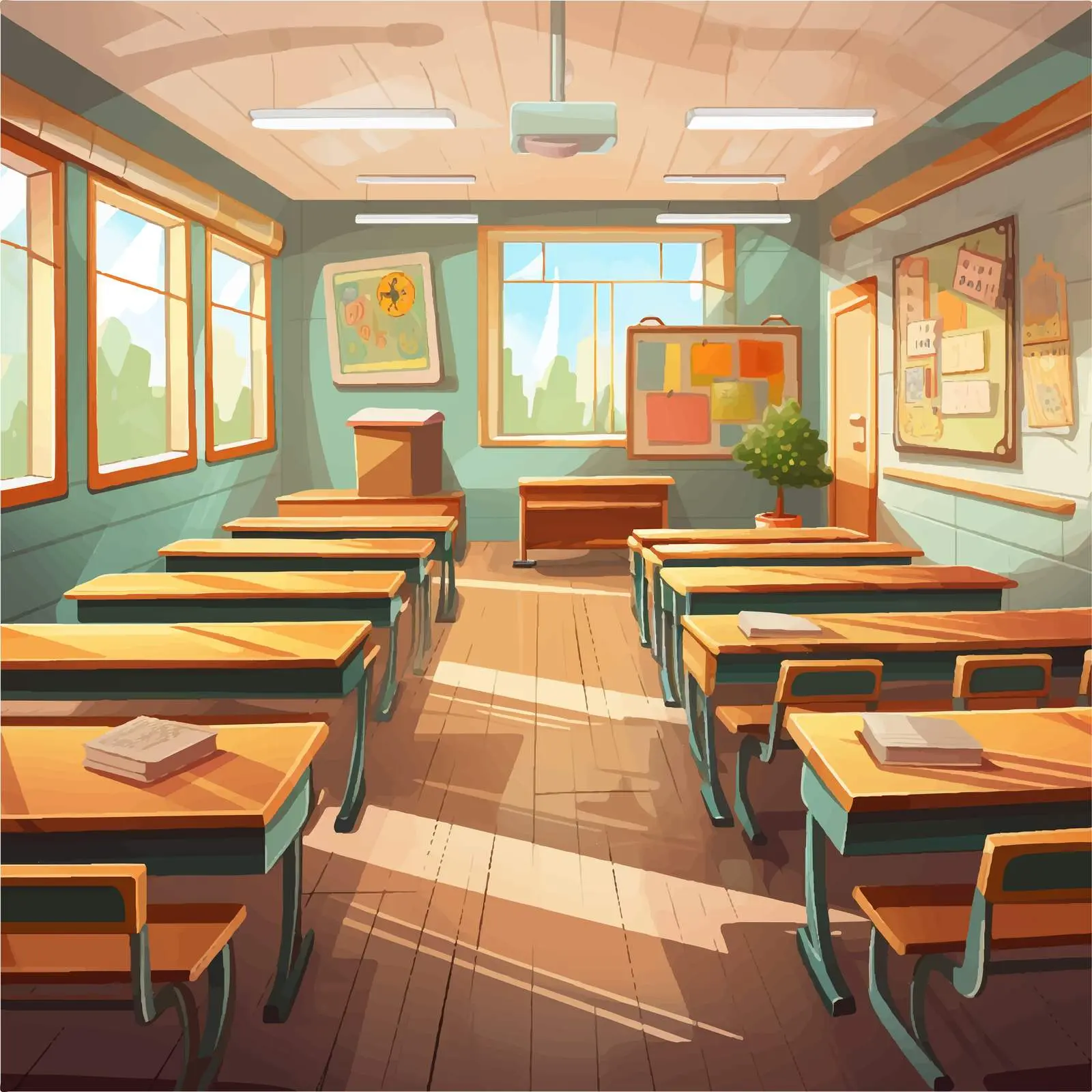 Cartoon Classroom Scene Vector Illustration — free download from Dotvec