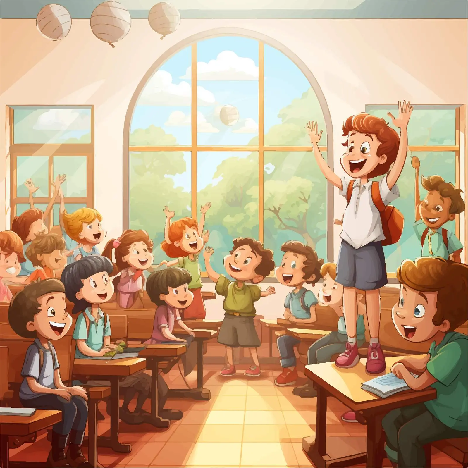 Cartoon Classroom Scene Vector Illustration — free download from Dotvec