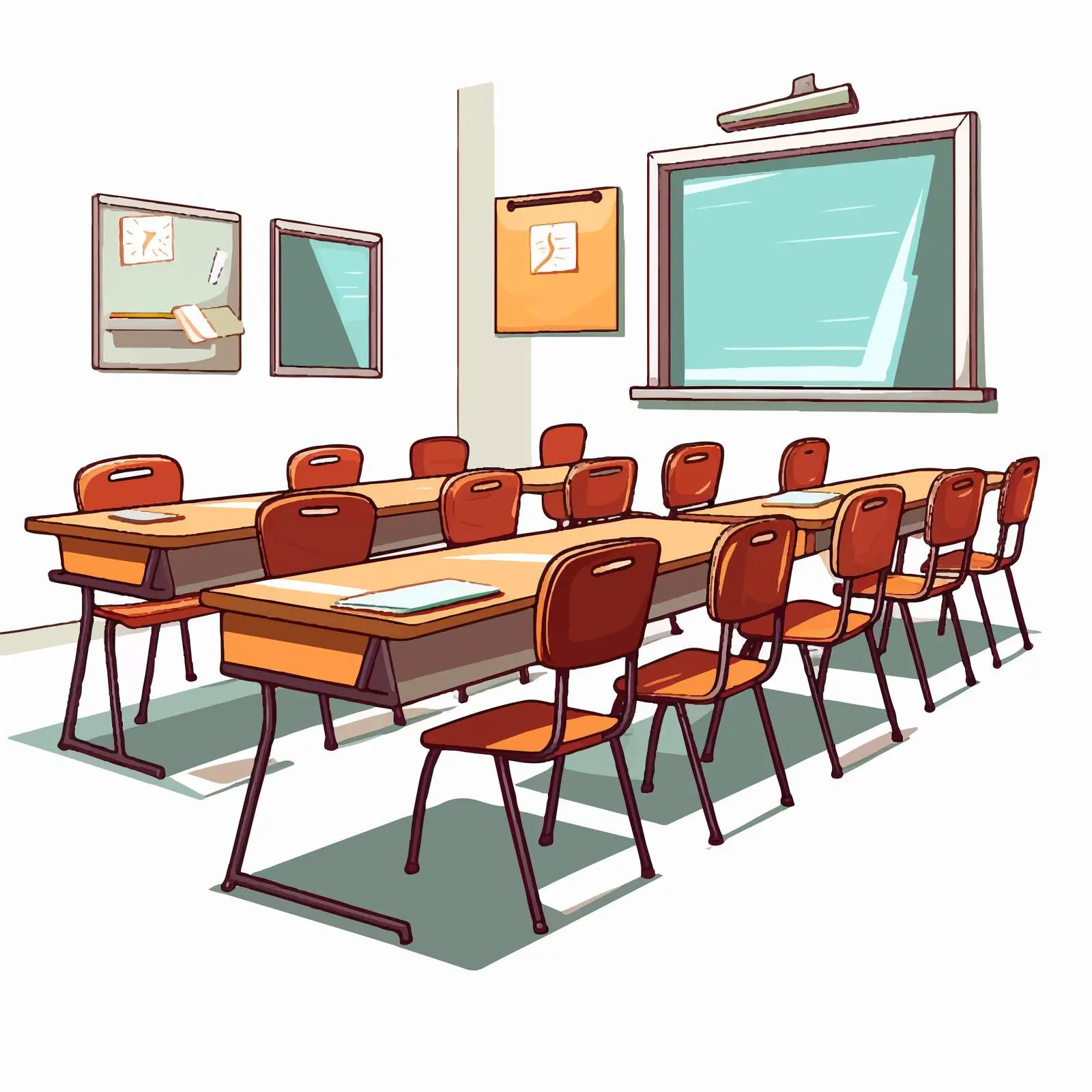 Classroom Illustration with Table and Chairs — free download from Dotvec
