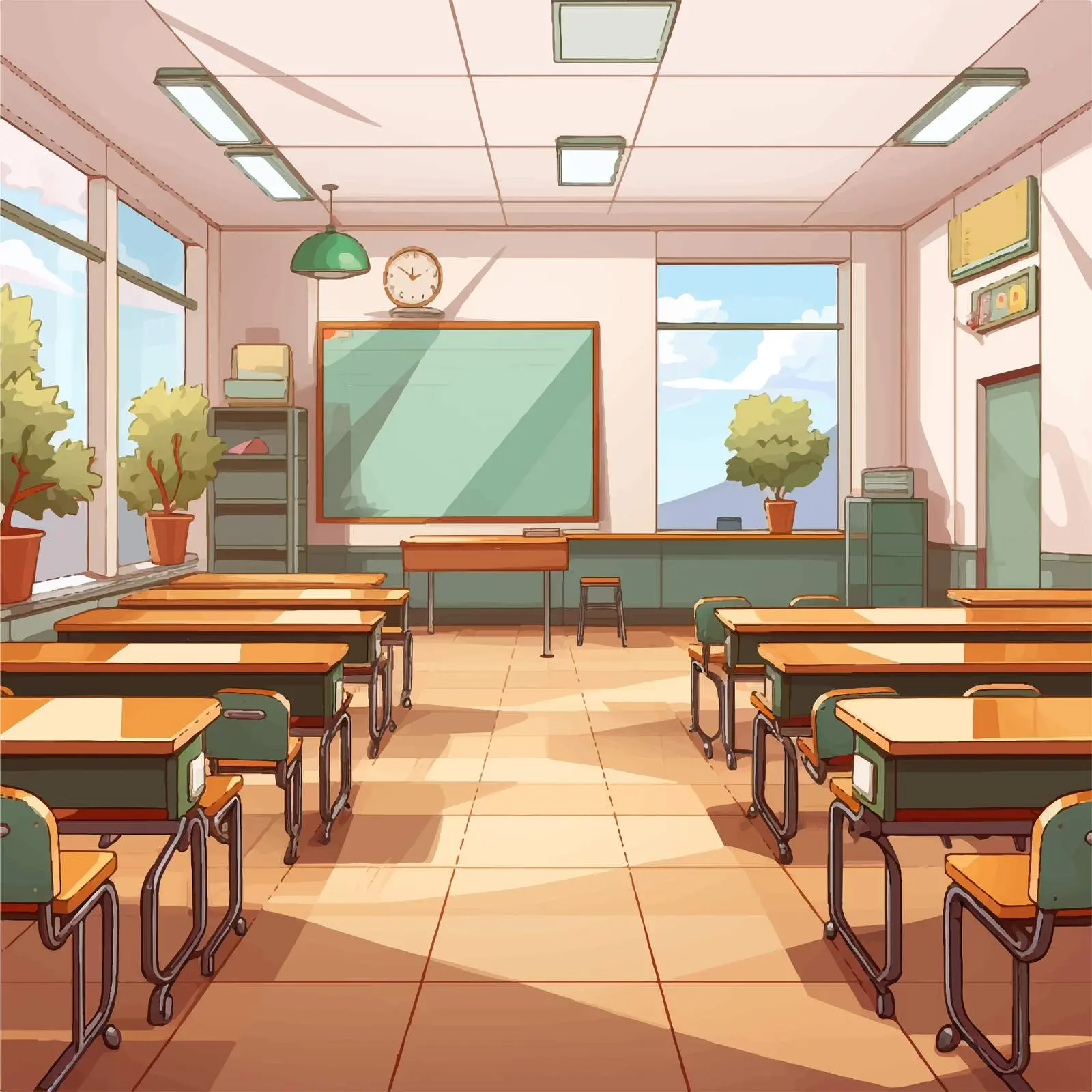 Clean and Empty Classroom Vector Illustration — free download from Dotvec