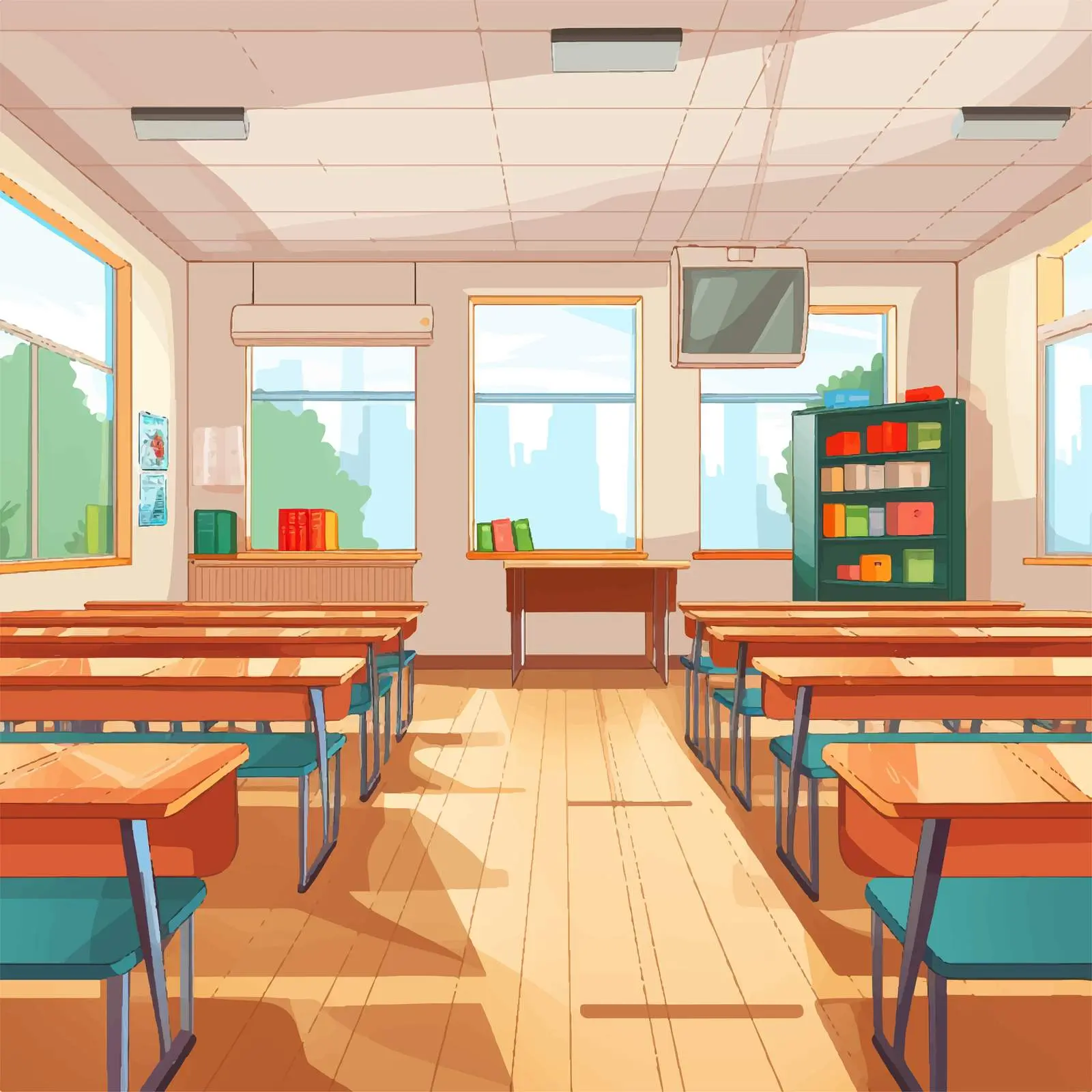 Clean and Empty Classroom Vector Illustration — free download from Dotvec