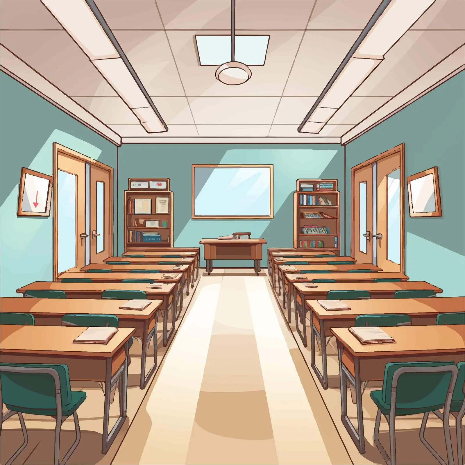 Clean and Empty Classroom Vector Illustration — free download from Dotvec
