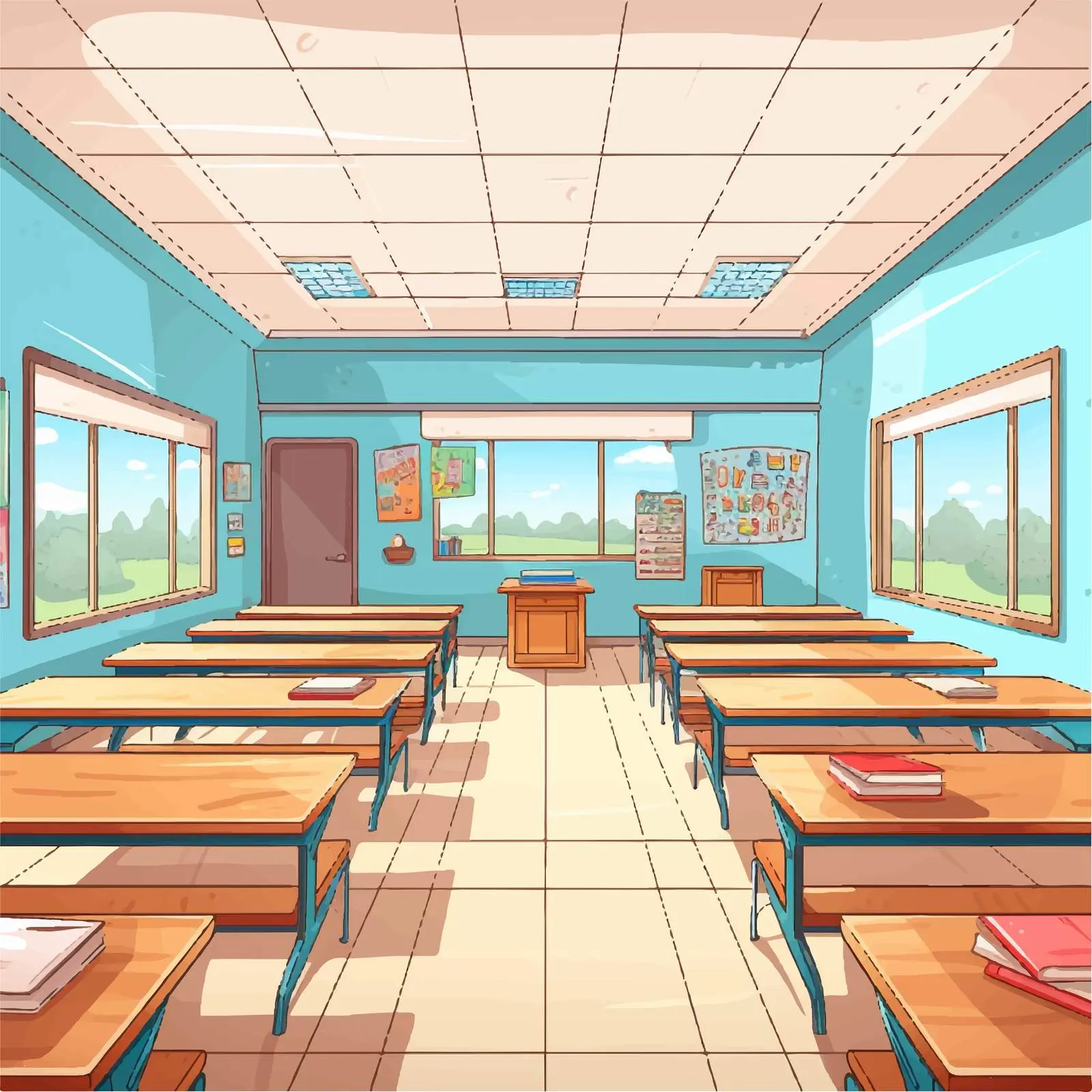 Clean Empty Classroom Vector Illustration — free download from Dotvec