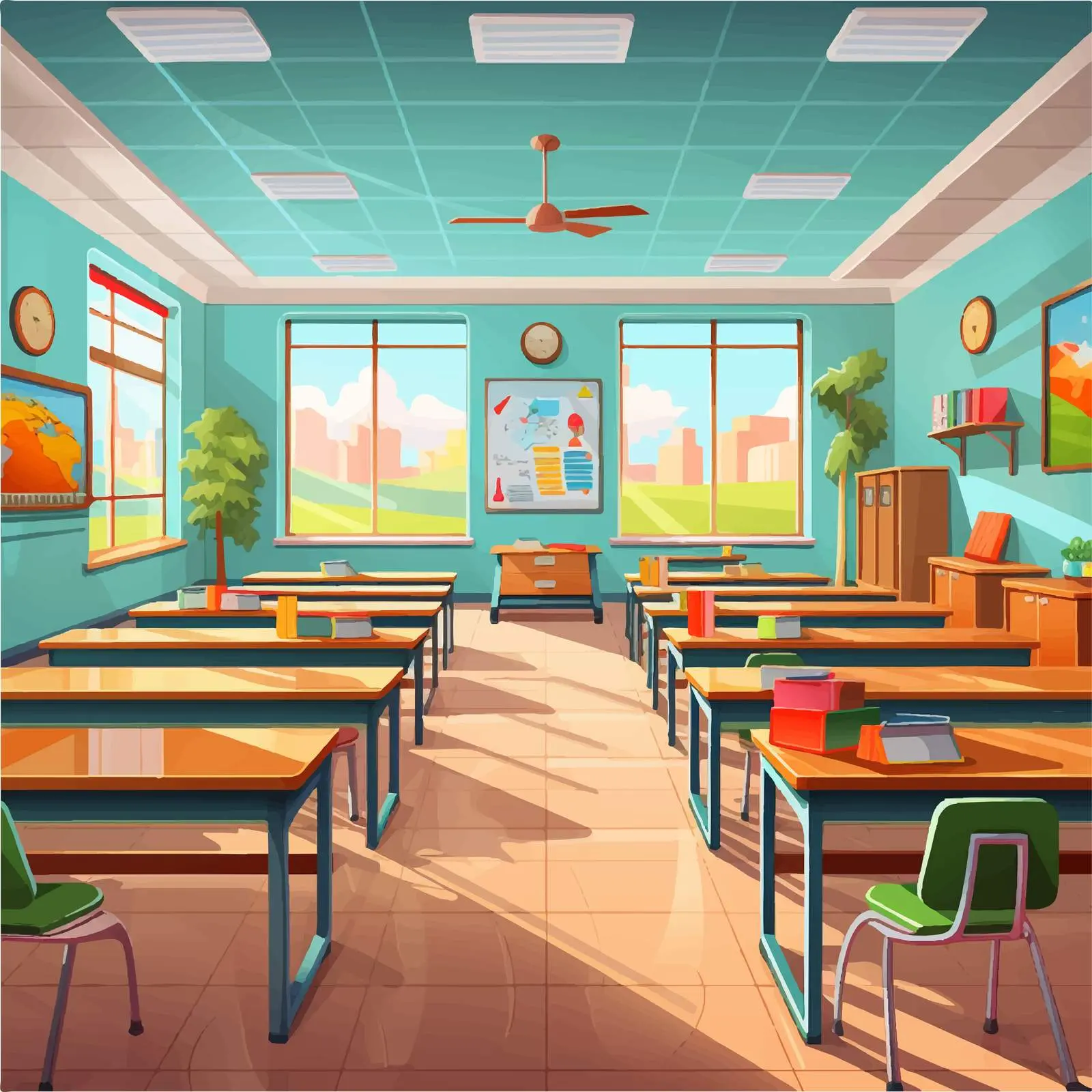 Clean Organized Classroom Vector Illustration — free download from Dotvec